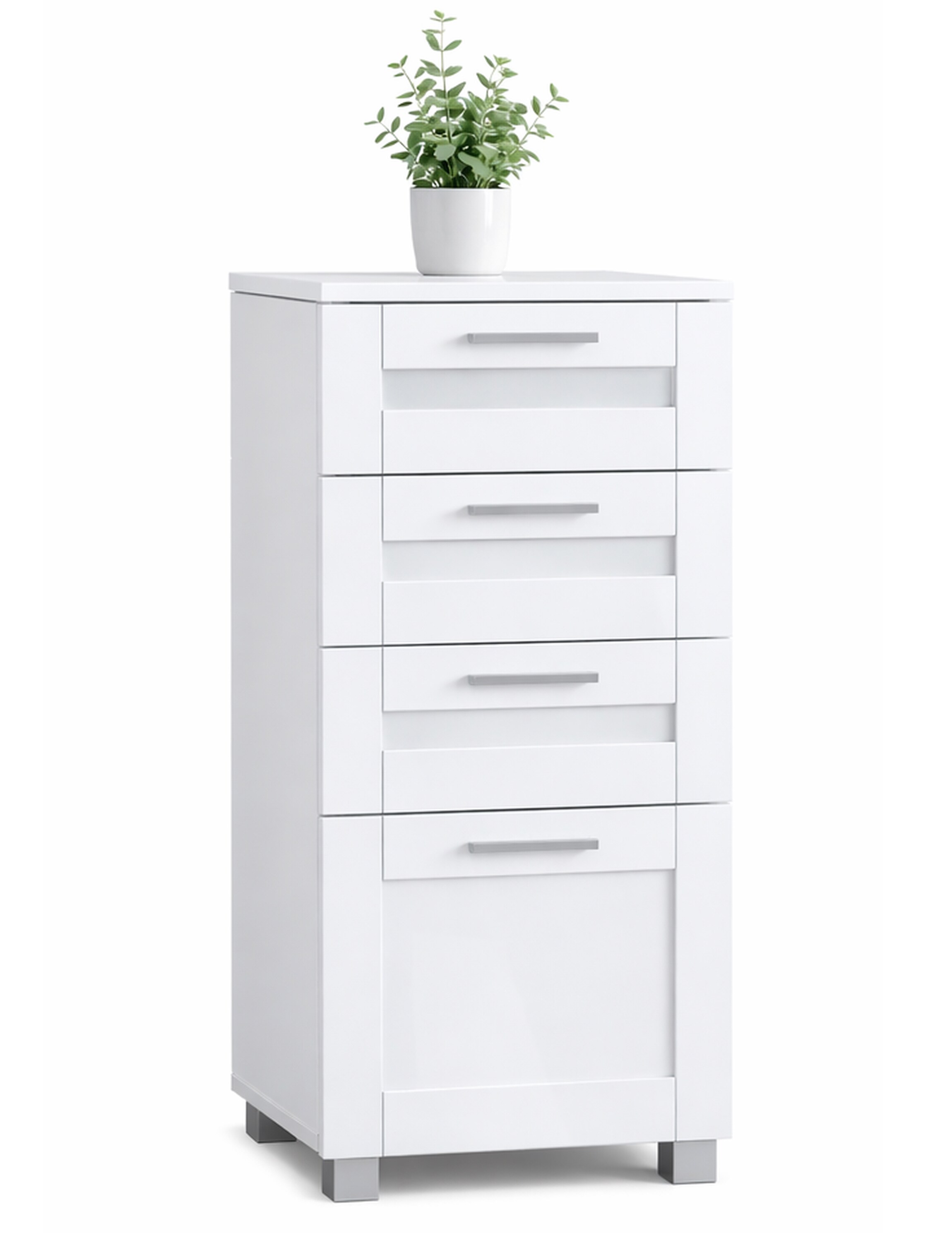 VCM Midischrank &ndash; schmaler Badschrank mit 4 Schubladen, 76 x 38 x 28 cm, kompakte Aufbewahrung f&uuml;r Badezimmer, Badm&ouml;bel, Schubladenkommode, Nilari L - Bild 1