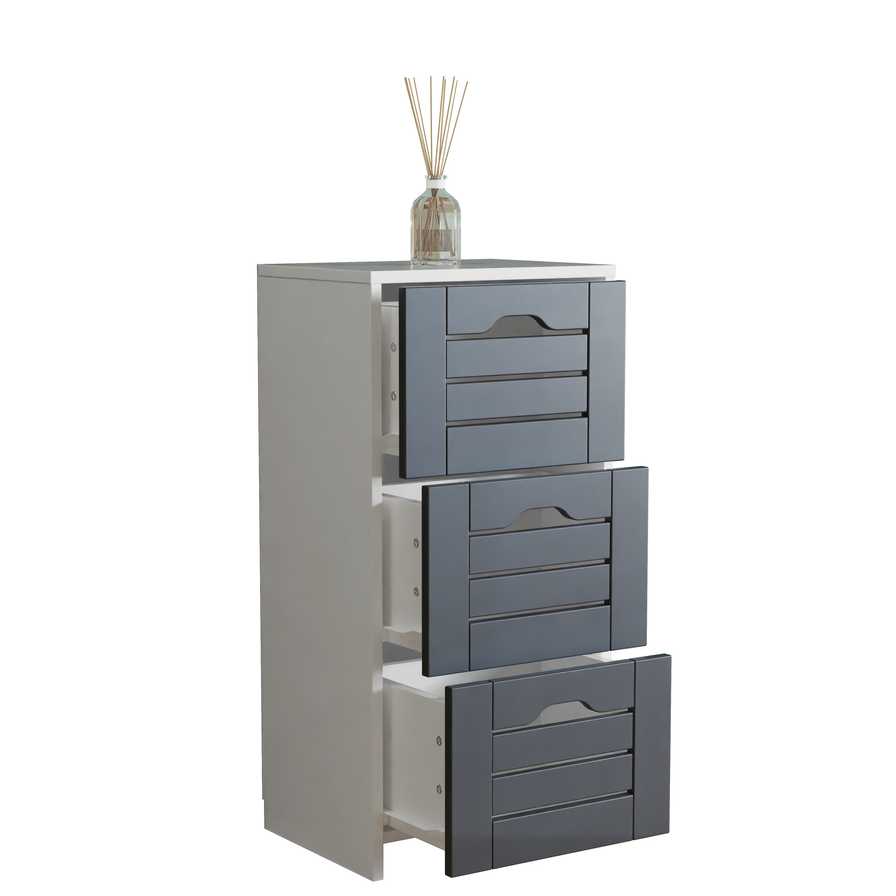 VCM Midischrank &ndash; schmaler Badschrank mit 3 Schubladen, 76 x 38 x 28 cm, kompakte Aufbewahrung f&uuml;r Badezimmer, Badm&ouml;bel Schubladenkommode, Flonila - Bild 1
