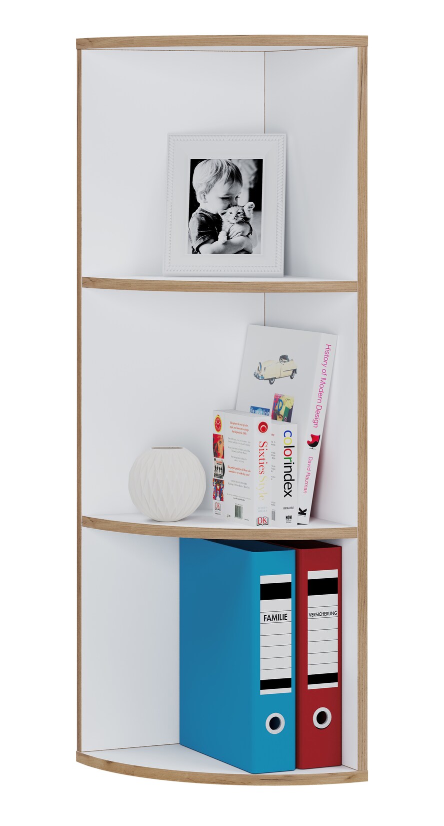 VCM Holzregal stehend   platzsparendes Eckregal   Maße Bücherregal ca. H. 110 x B. 33 x T. 33 cm   elegantes Regal   Büroregal – Salia 3fach | 04051814448577