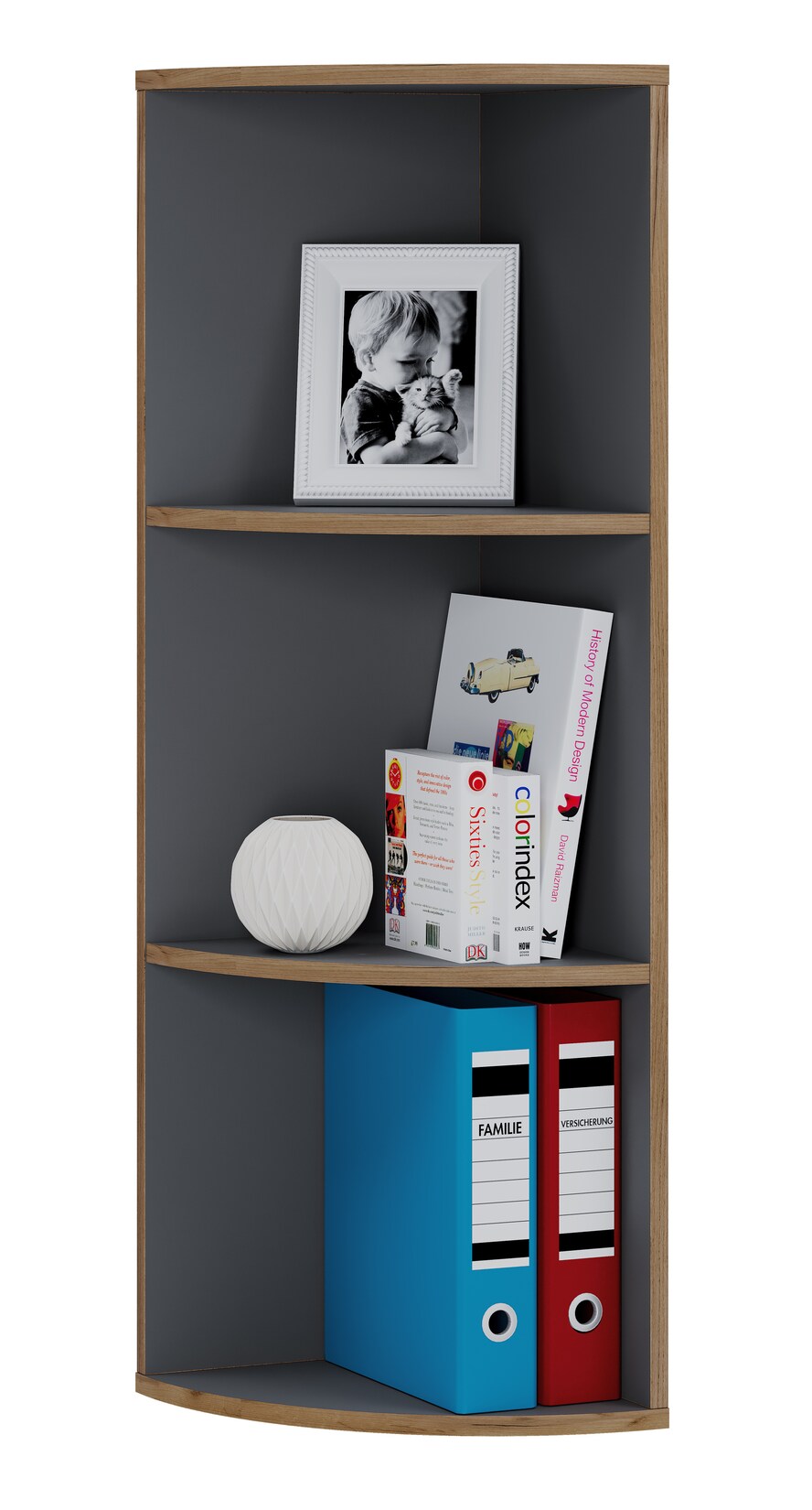 VCM Holzregal stehend platzsparendes Eckregal Maße Bücherregal ca. H. 110 x B. 33 x T. 33 cm elegantes Regal Büroregal – Salia 3fach