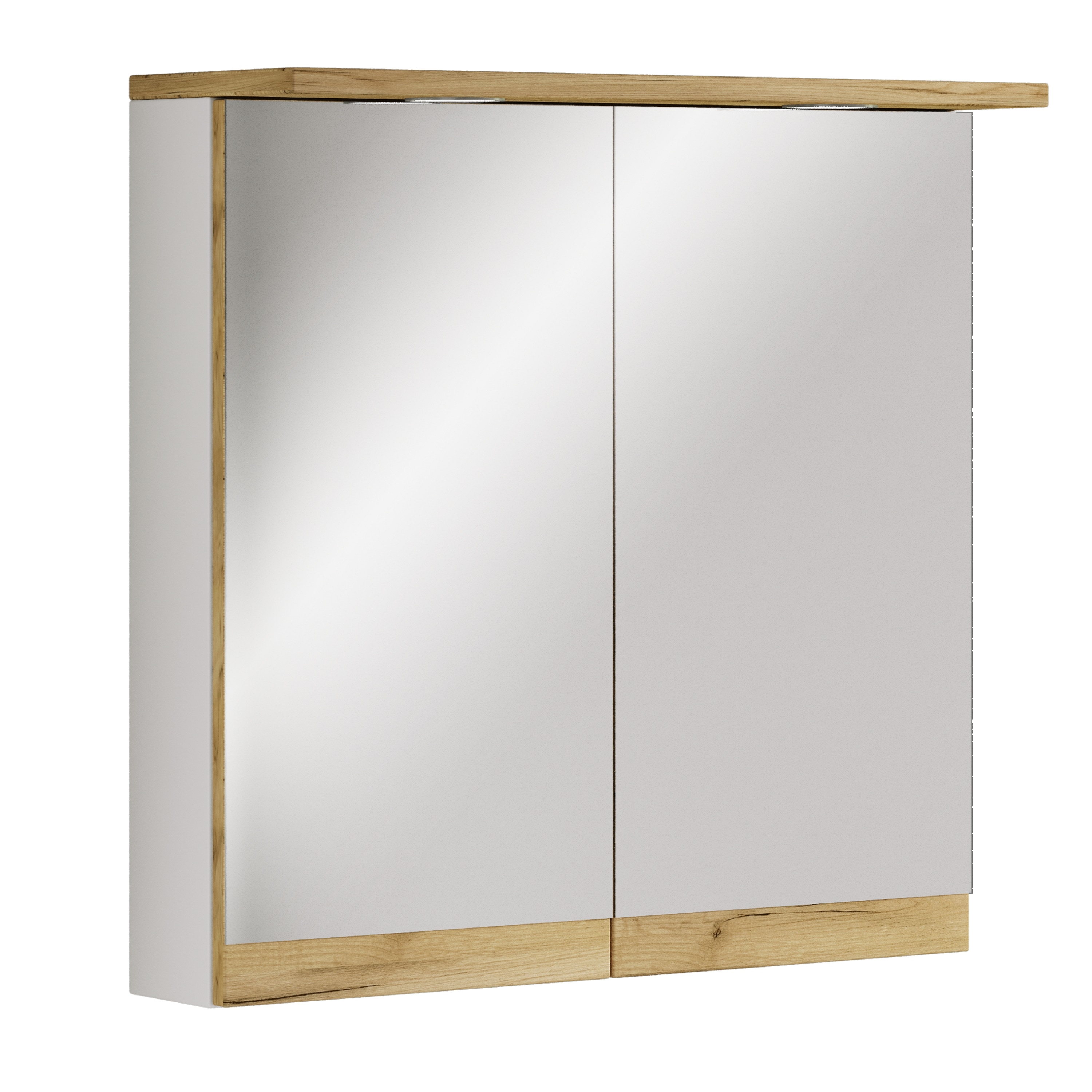 VCM Badspiegelschrank mit Beleuchtung und Steckdose &ndash; Spiegelschrank Bad mit 2 T&uuml;ren und 2 F&auml;chern &ndash; Badezimmerschrank h&auml;ngend &ndash; H. 59 x B. 60 x T. 23 cm, Cosila - Bild 1