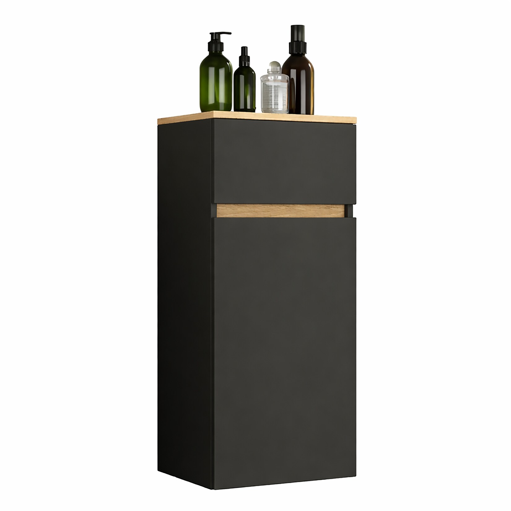 VCM Badhängeschrank, Badschrank mit Tür und Schublade – Badezimmerschrank hängend – H. 90 x B. 40 x T. 35 cm, Cosila