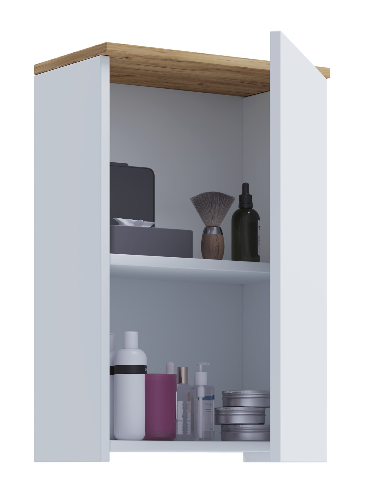 VCM Badschrank Holzwerkstoff, Wandschrank fürs Badezimmer mit 1 Tür und 2 Fächern, Badezimmerschrank Hängeschrank, Maße H. 59 x B. 40 x T. 22 cm, Badmöbel modern – Cosila