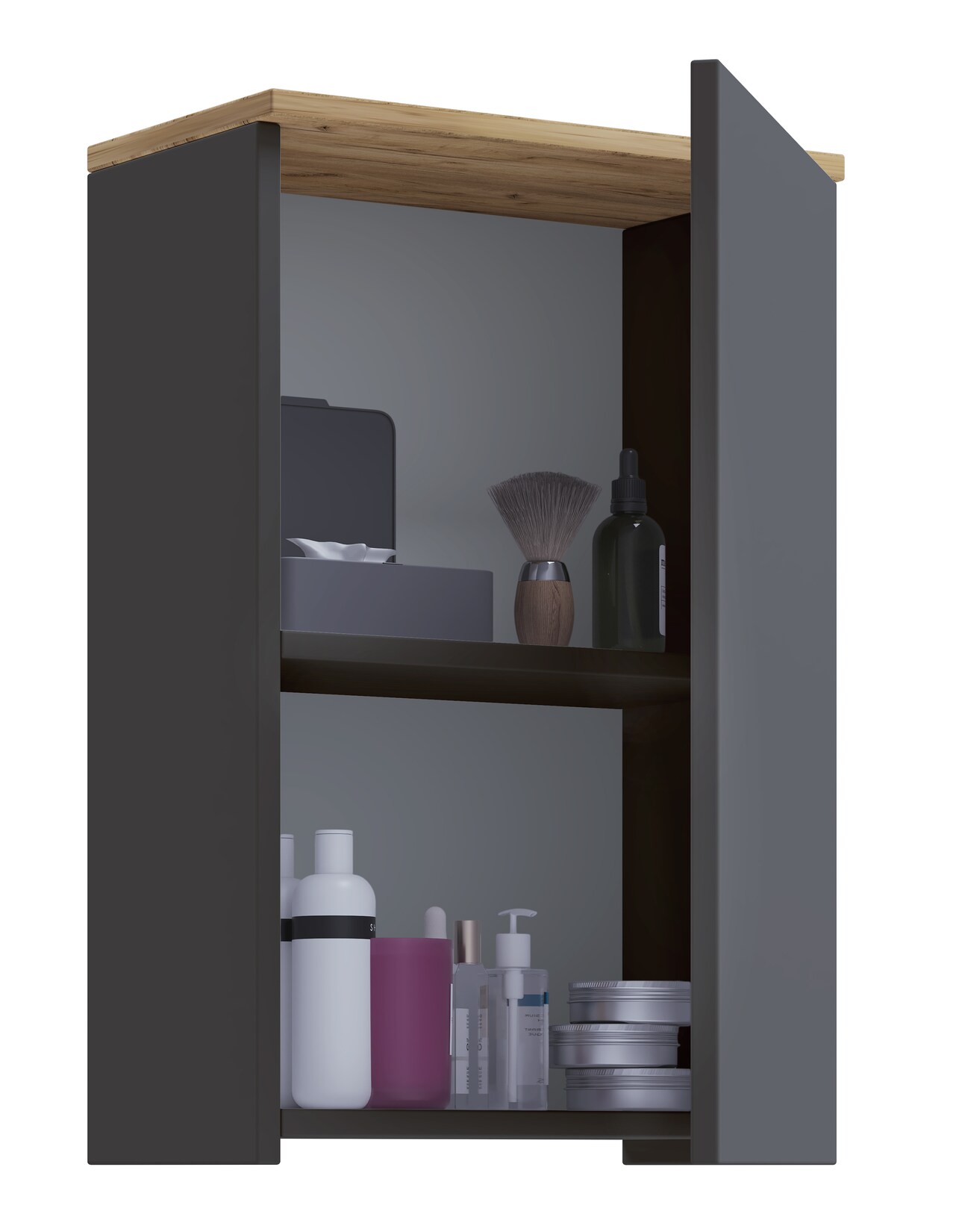 VCM Badschrank Holzwerkstoff, Wandschrank fürs Badezimmer mit 1 Tür und 2 Fächern, Badezimmerschrank Hängeschrank, Maße H. 59 x B. 40 x T. 22 cm, Badmöbel modern – Cosila