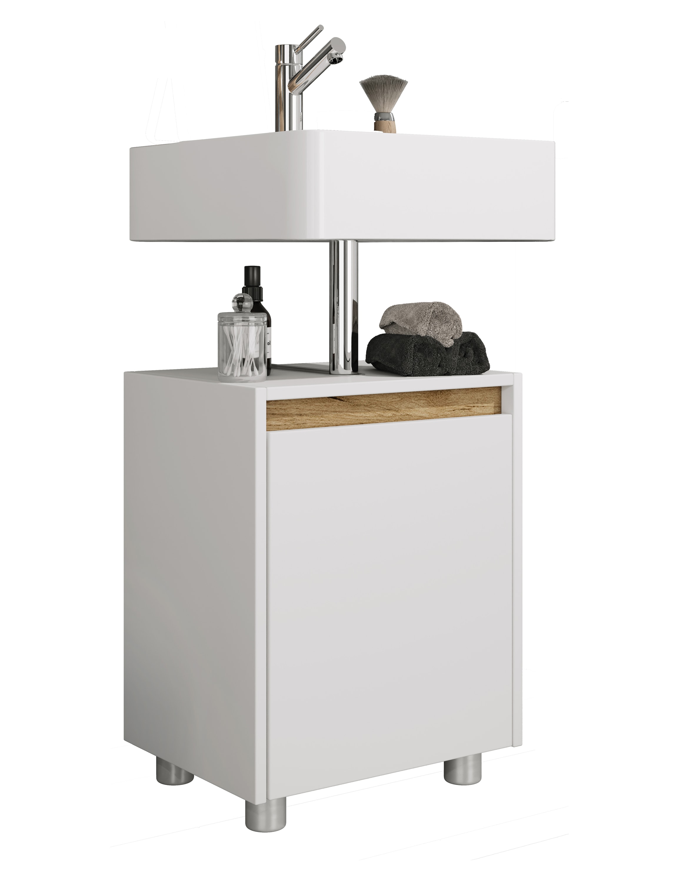 VCM Waschbeckenunterschrank, Holz Badschrank mit 1 Dreht&uuml;r, 55 x 42 x 33 cm, Badunterschrank f&uuml;r das G&auml;ste-WC, Cosila - Bild 1