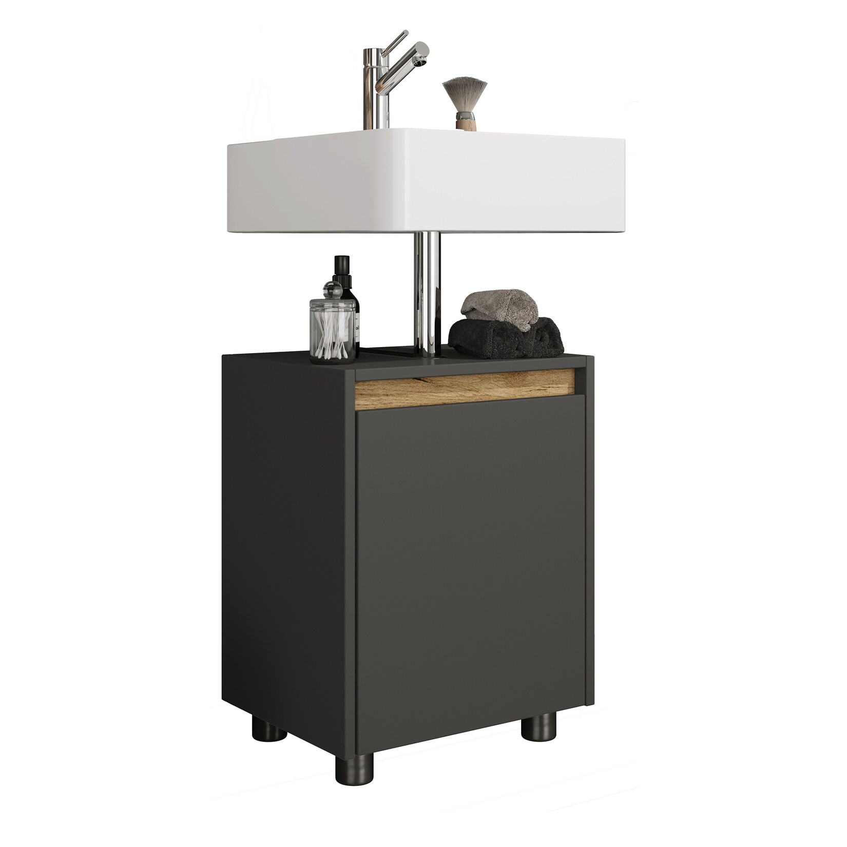 VCM Waschbeckenunterschrank, Holz Badschrank mit 1 Drehtür, 55 x 42 x 33 cm, Badunterschrank für das Gäste-WC, Cosila | 04051814448911