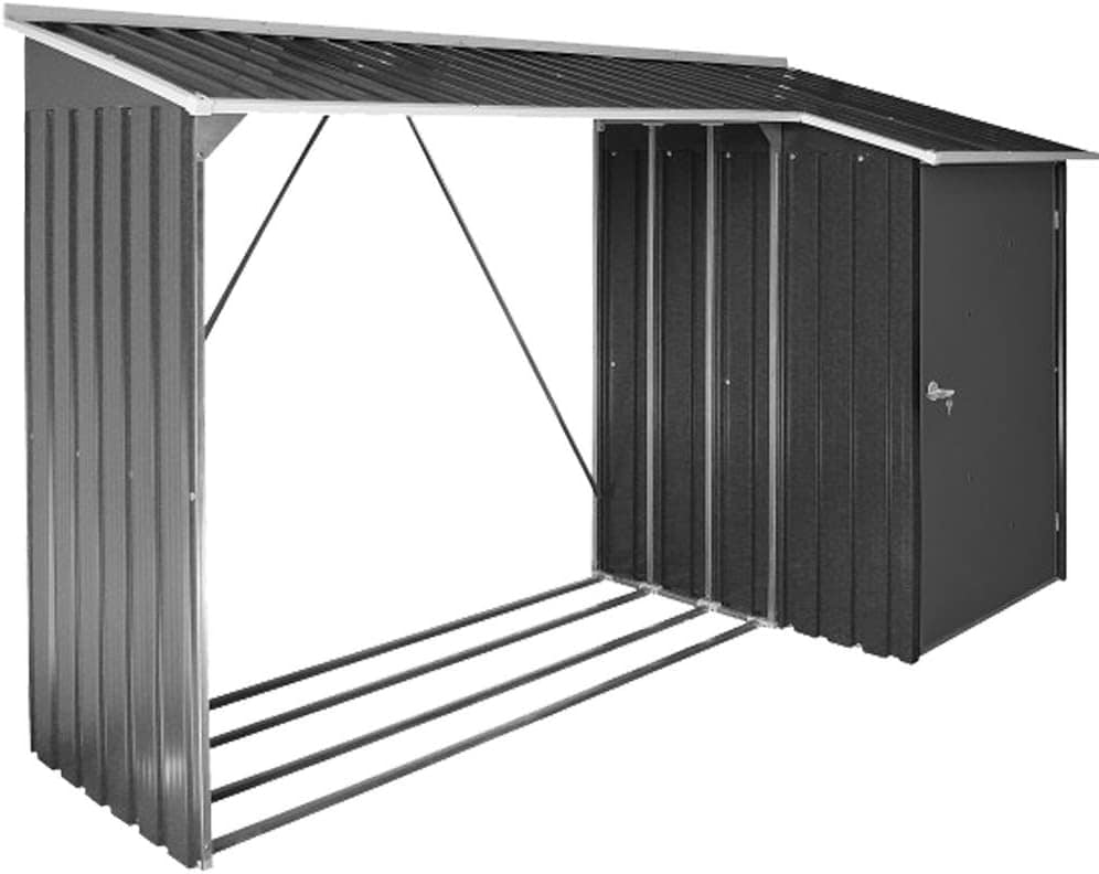 Duramax Metall Kaminholzregal  mit Dach und Schuppen / Holzlager / Kaminholzunterstand Ma&szlig;e H. 161 x B. 272 x T. 108 cm - Bild 1