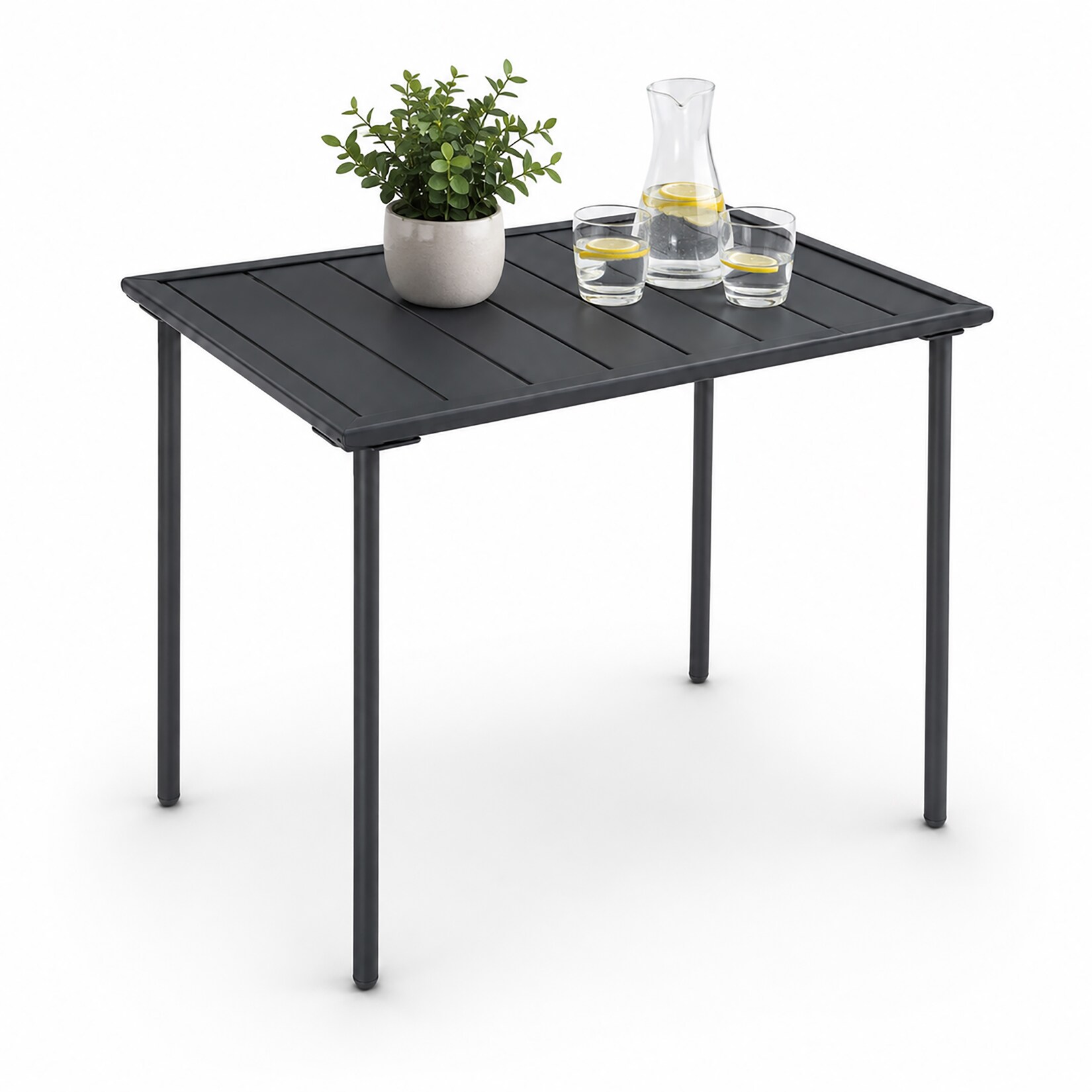 Gartentisch Sumila Metall 80x55 cm, wetterbeständiger Outdoor Tisch mit höhenverstellbaren Füßen, Balkontisch für Garten und Terrasse