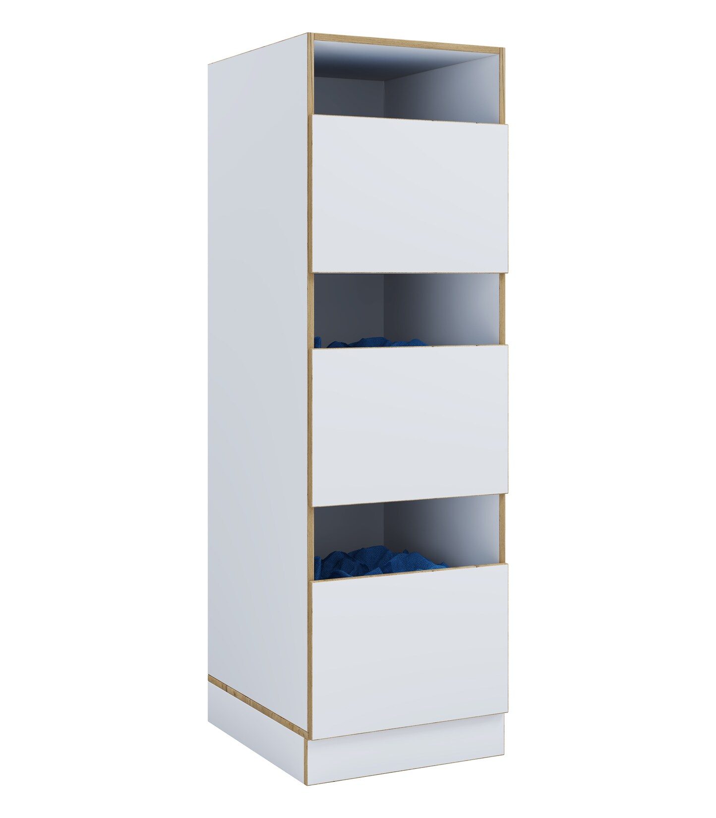 VCM Mehrzweck-Wäscheschrank , schmaler Stauraumschrank mit 3 Fächern & Drehtüren, Maße Haushaltsregal H. 162 x B. 50 x T. 60 cm, Rislo CL XL