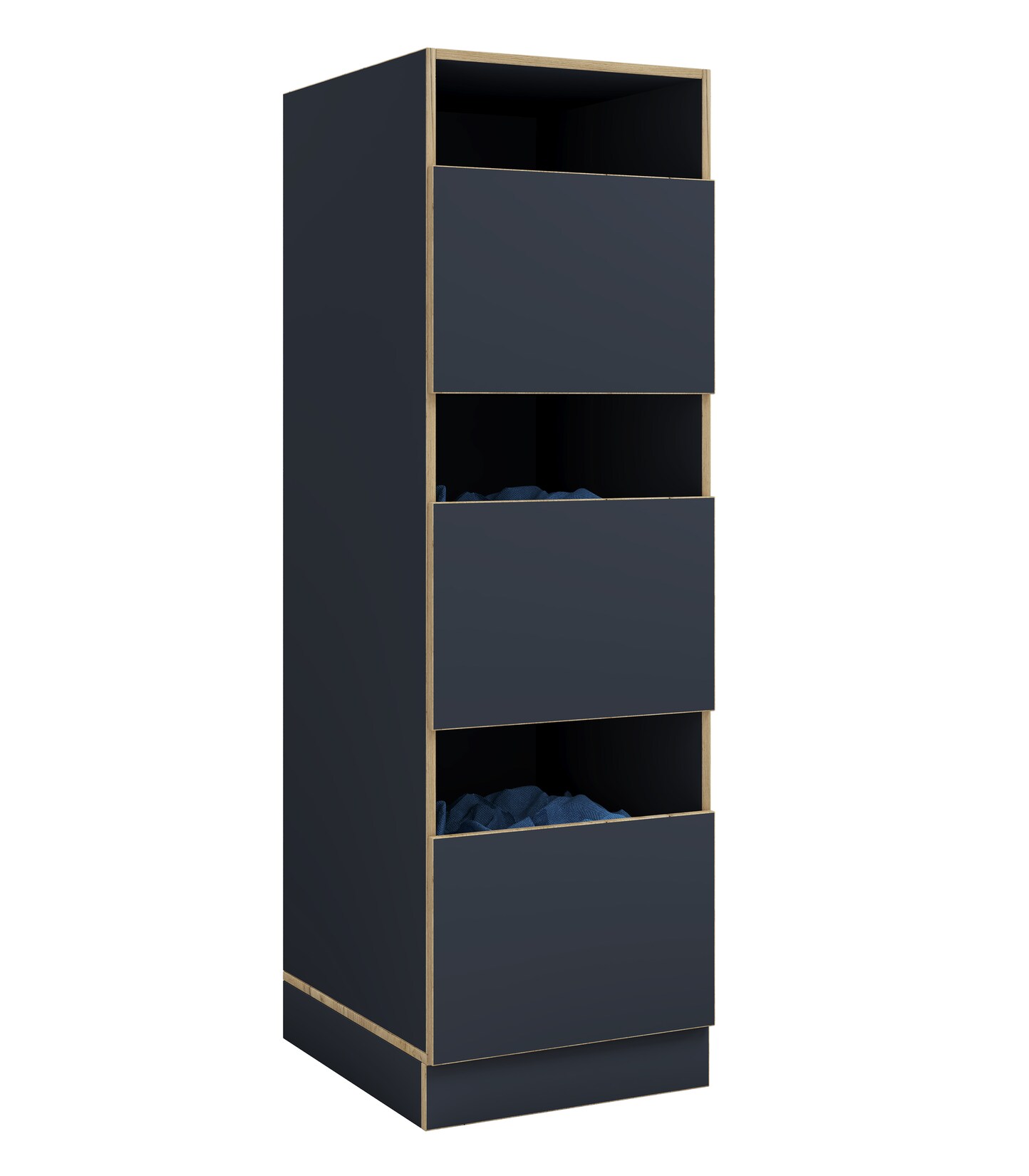 VCM Mehrzweck-Wäscheschrank , schmaler Stauraumschrank mit 3 Fächern & Drehtüren, Maße Haushaltsregal H. 162 x B. 50 x T. 60 cm, Rislo CL XL