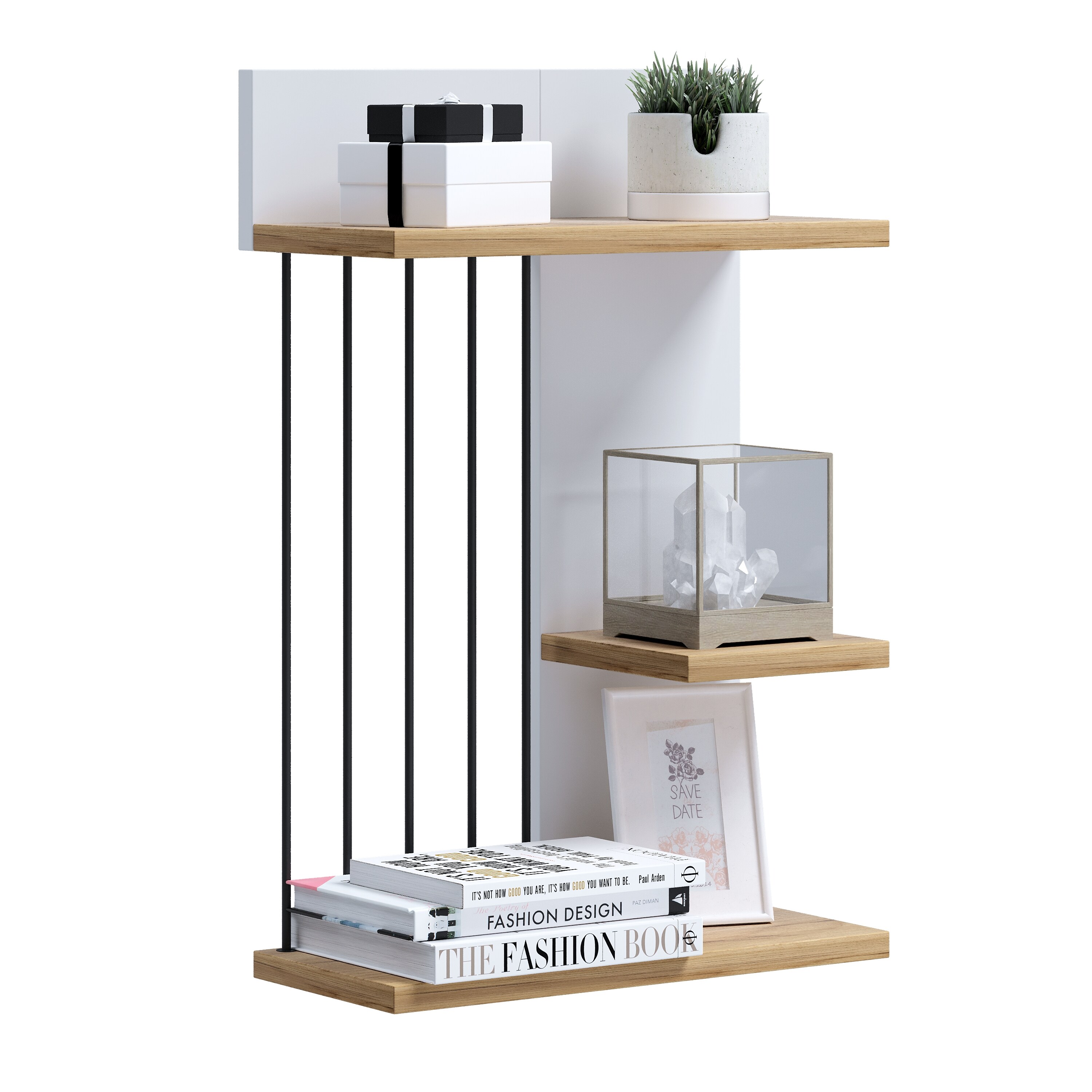 VCM Modernes H&auml;ngeregal aus Holz &ndash; platzsparendes Wandregal Dolira M, 60 x 40 x 19 cm, elegantes Aufbewahrungs- und B&uuml;cherregal f&uuml;r Wohnzimmer, B&uuml;ro & Flur - Bild 1