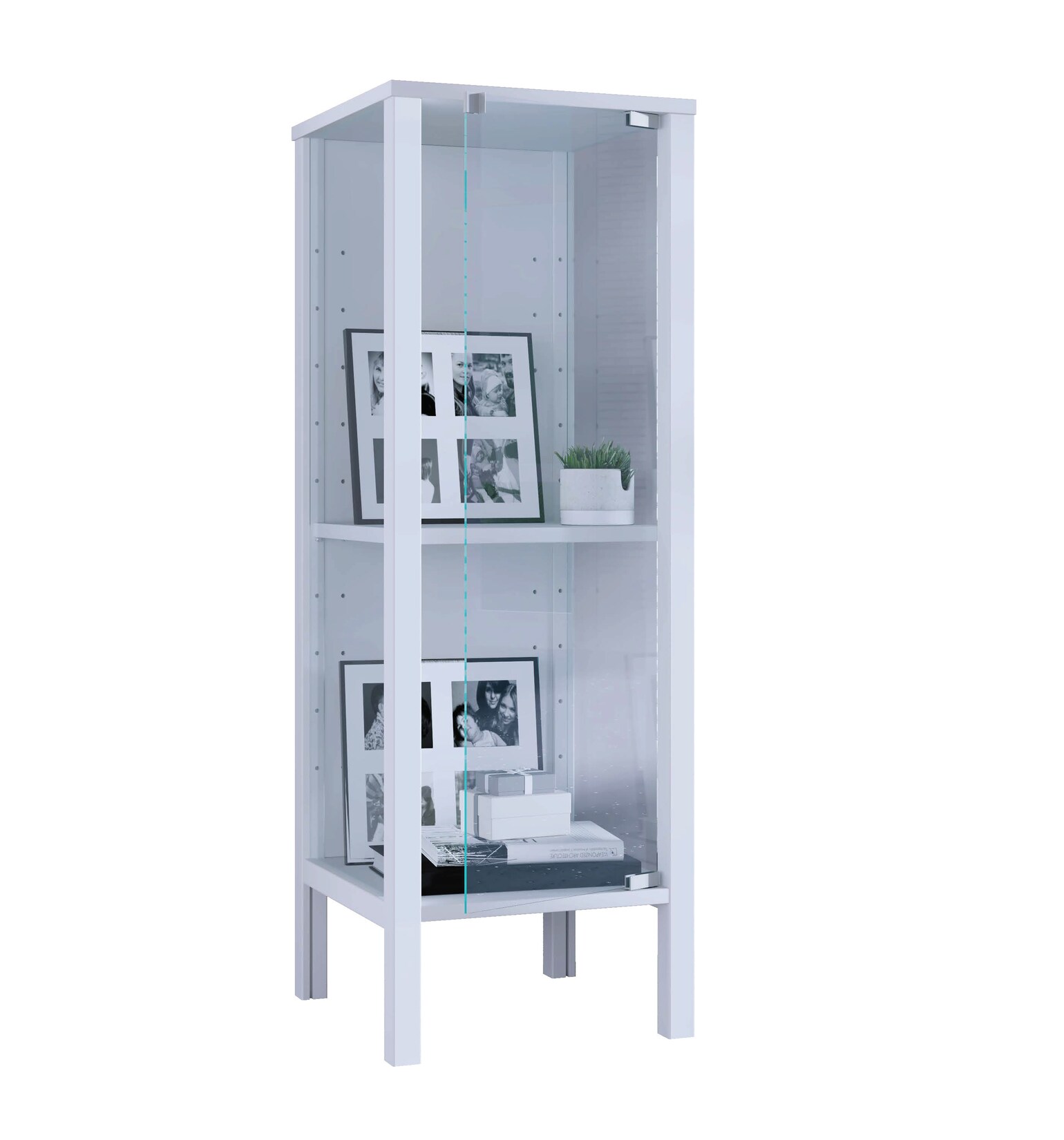 VCM Glasvitrine stehend Jensol S – Vitrinenschrank mit ESG-Sicherheitsglas, moderne Standvitrine, Glasfront & Seitenteile, platzsparende Vitrine, ca. 98 x 33 x 35 cm