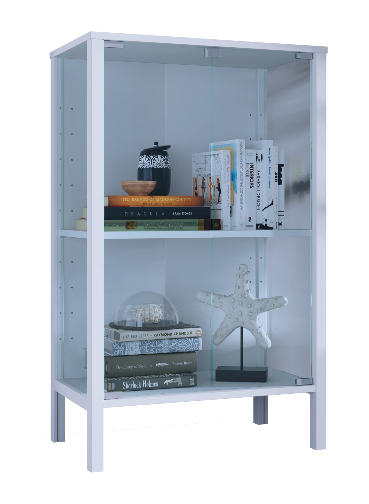 VCM Glasvitrine stehend Jensol M – Vitrinenschrank mit ESG-Sicherheitsglas, moderne Standvitrine, Glasfront & Seitenteile, platzsparende Kommode, ca. 80 x 60 x 35 cm