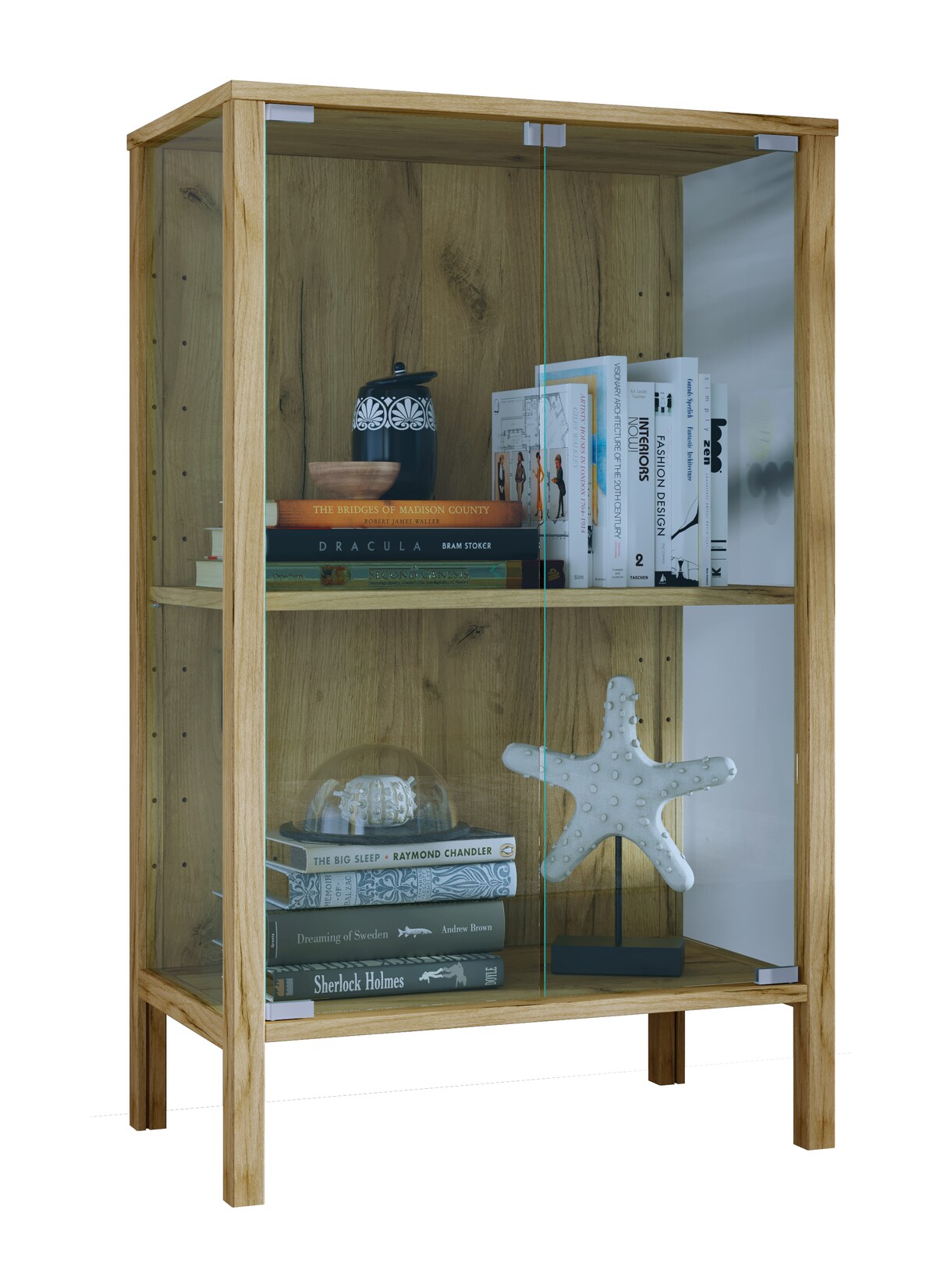 VCM Glasvitrine stehend Jensol M – Vitrinenschrank mit ESG-Sicherheitsglas, moderne Standvitrine, Glasfront & Seitenteile, platzsparende Kommode, ca. 80 x 60 x 35 cm