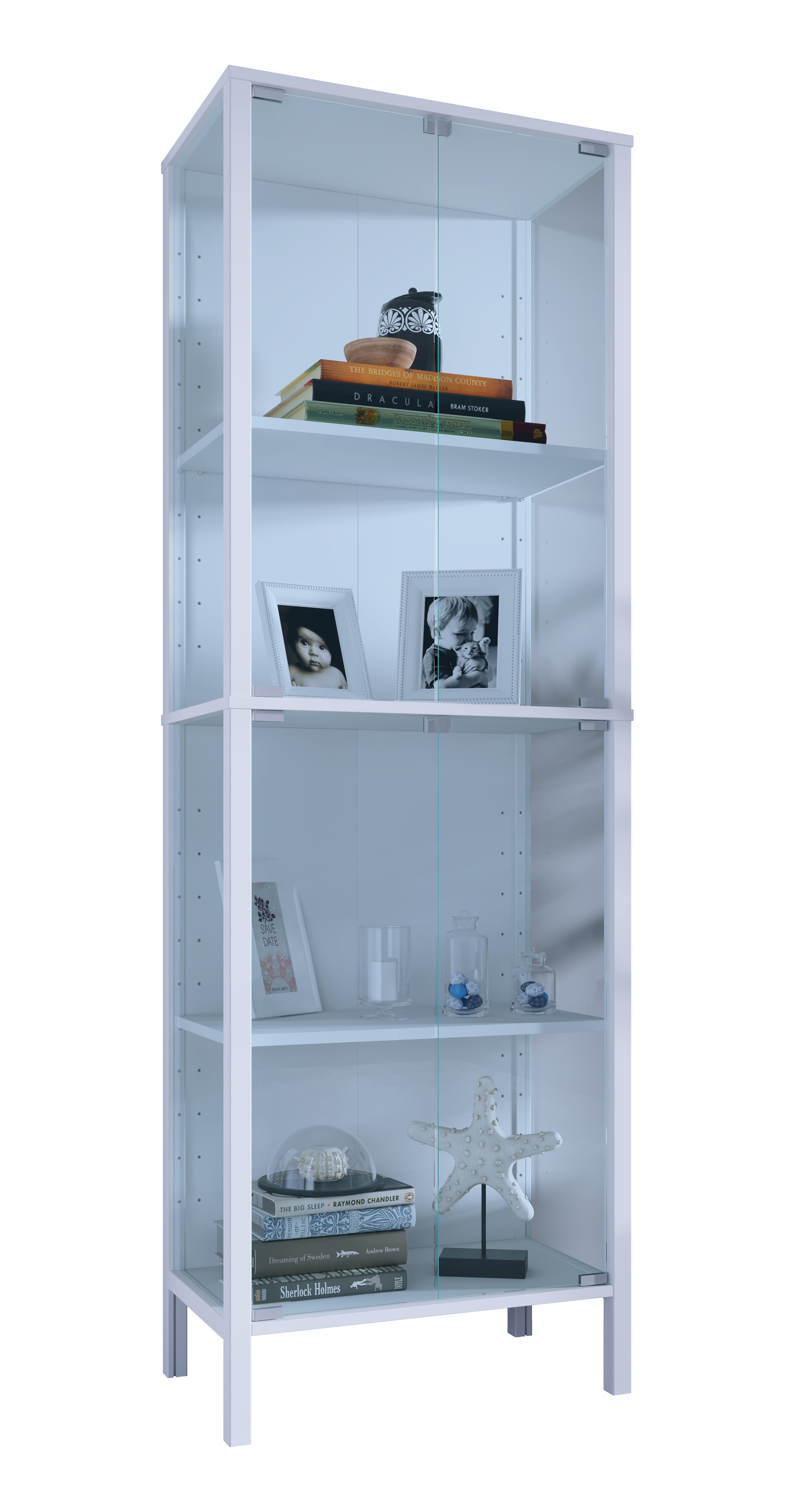 VCM Glasvitrine stehend Jensol XL &ndash; hohe Standvitrine mit ESG-Sicherheitsglas, Glasfront & Seitenteile, moderner Vitrinenschrank, ca. 178 x 60 x 35 cm - Bild 1