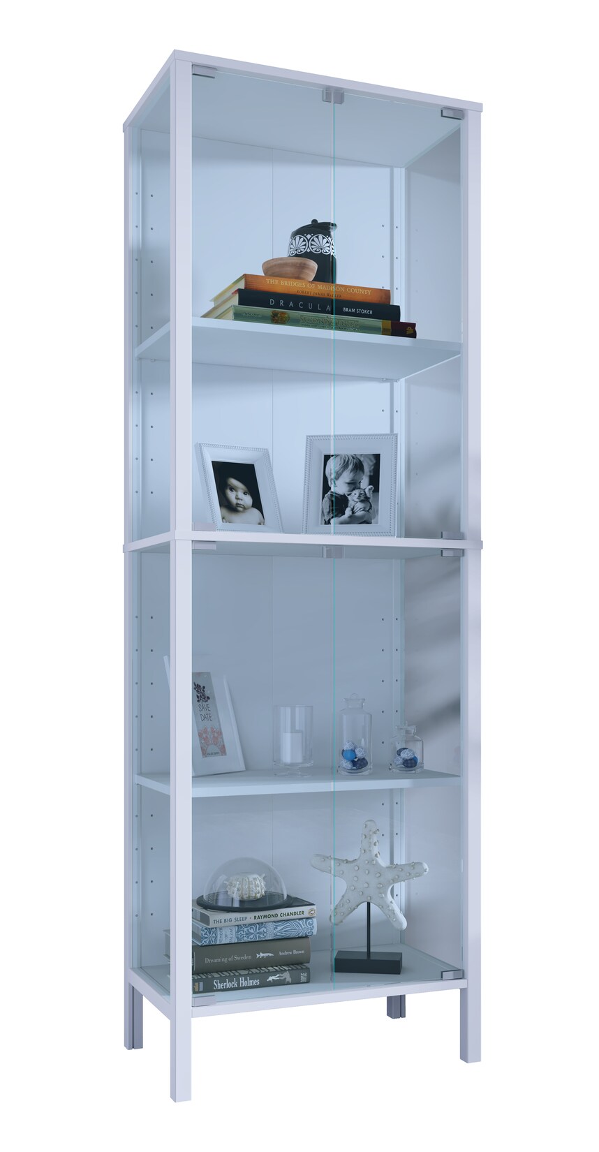 VCM Glasvitrine stehend Jensol XL – hohe Standvitrine mit ESG-Sicherheitsglas, Glasfront & Seitenteile, moderner Vitrinenschrank, ca. 178 x 60 x 35 cm