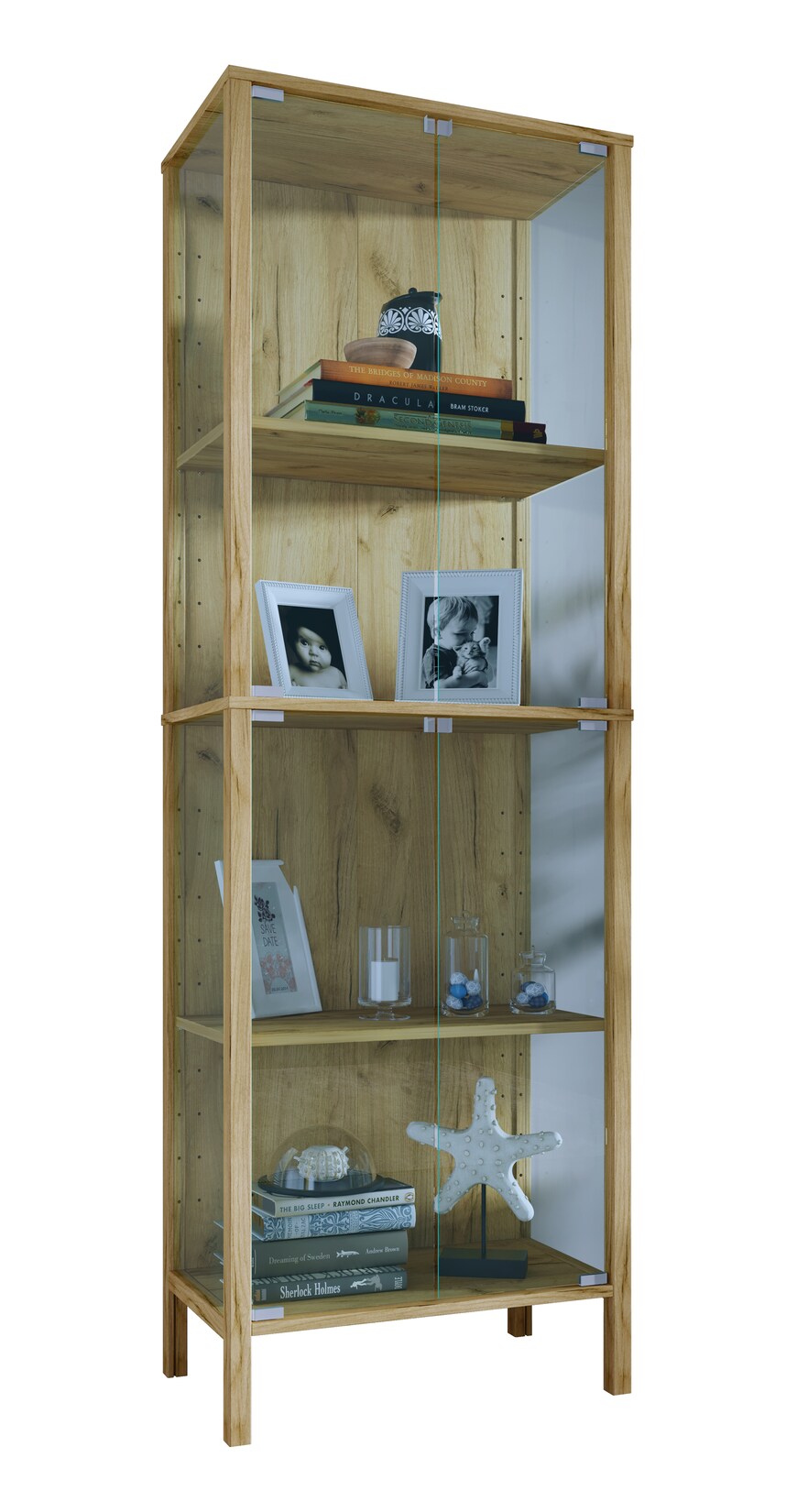 VCM Glasvitrine stehend Jensol XL – hohe Standvitrine mit ESG-Sicherheitsglas, Glasfront & Seitenteile, moderner Vitrinenschrank, ca. 178 x 60 x 35 cm