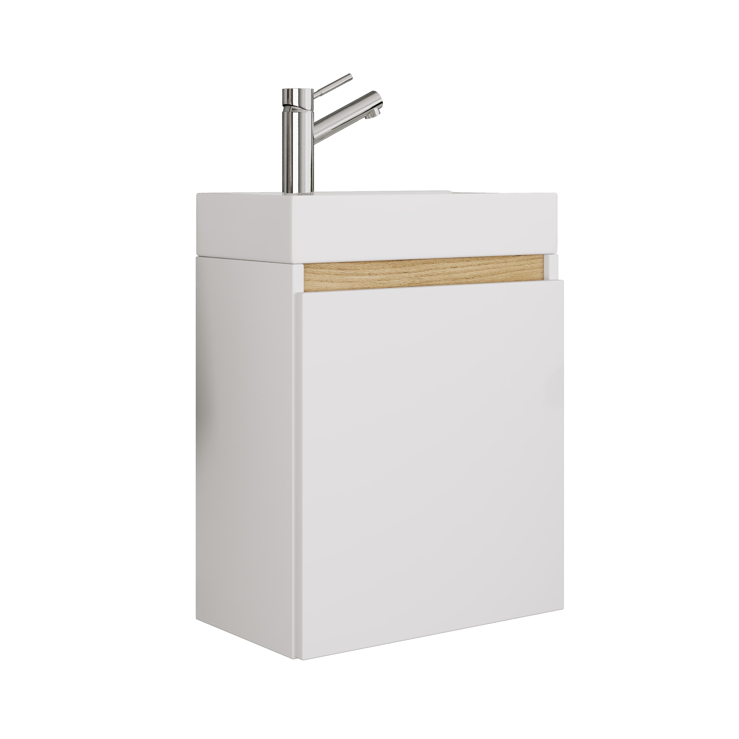 VCM 2 tlg. Badschrank mit Waschbecken f&uuml;r G&auml;ste-WC, H&auml;ngeschrank mit Softclose-T&uuml;r, Waschplatz platzsparend, Ma&szlig;e: H. 55 x B. 41 x T. 22 cm, Cosila - Bild 1