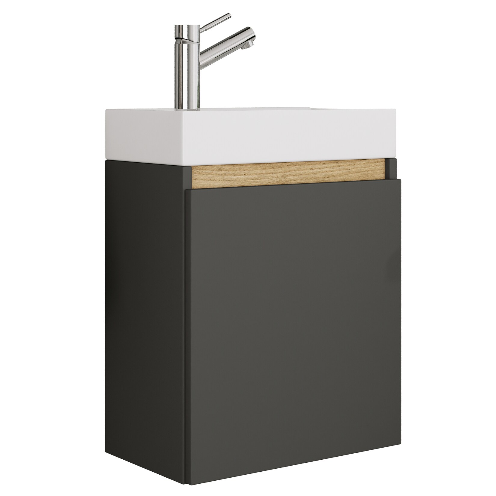 VCM 2 tlg. Badschrank mit Waschbecken für Gäste-WC, Hängeschrank mit Softclose-Tür, Waschplatz platzsparend, Maße: H. 55 x B. 41 x T. 22 cm, Cosila