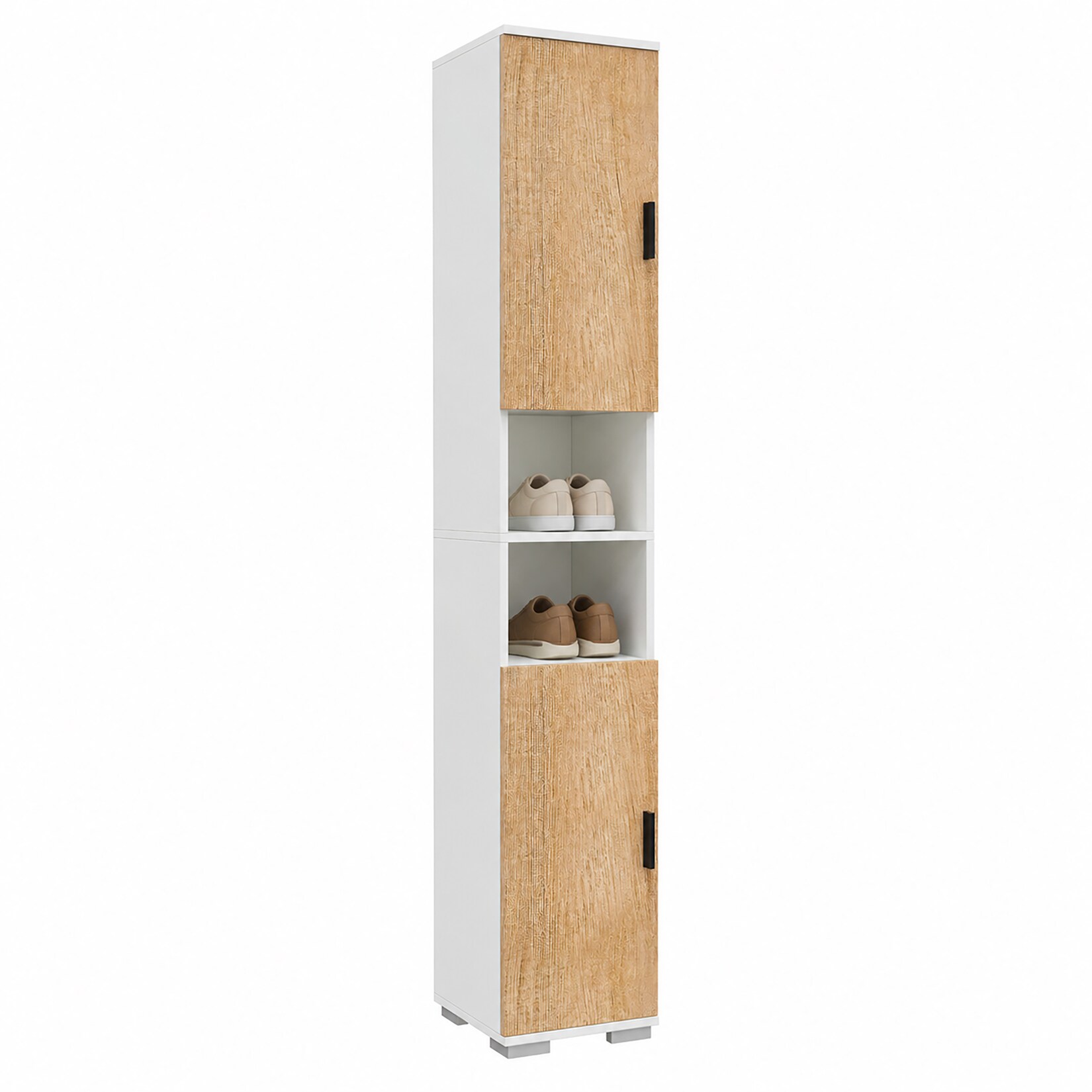 VCM Schuhschrank schmaler Holz Hochschrank mit 2 Türen & 8 Fächern, platzsparender Flurschrank, 178 x 30 x 33 cm, Gados M