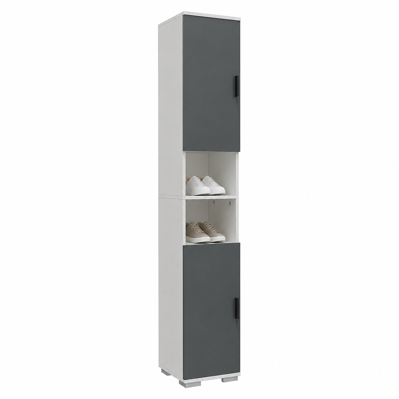 VCM Schuhschrank schmaler Holz Hochschrank mit 2 Türen & 8 Fächern, platzsparender Flurschrank, 178 x 30 x 33 cm, Gados M