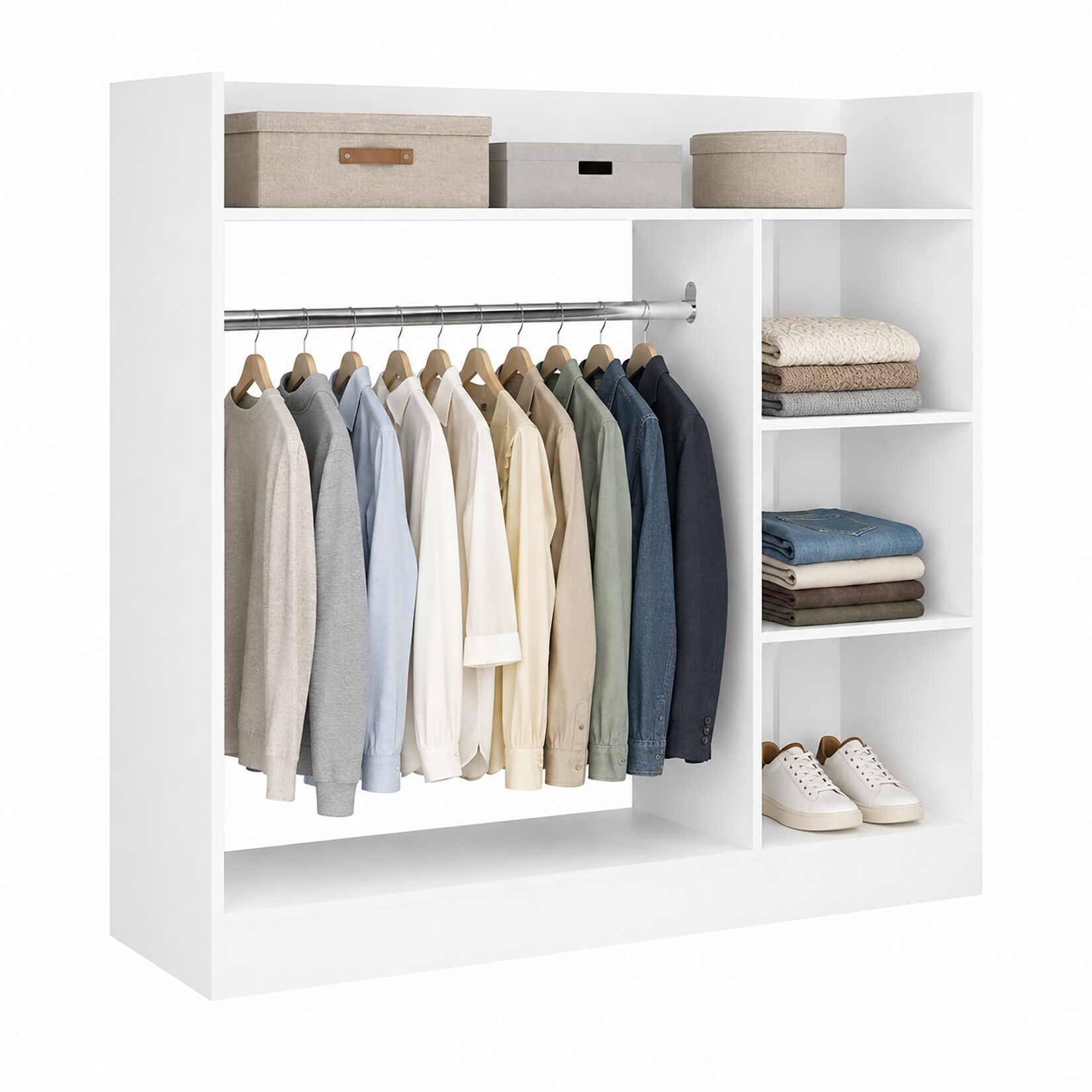 VCM VCM Palosa Kleiderschrank H. 120 x B. 124 x T. 35 cm mit Kleiderstange & Regalfächern Offene Garderobe - Palosa L
