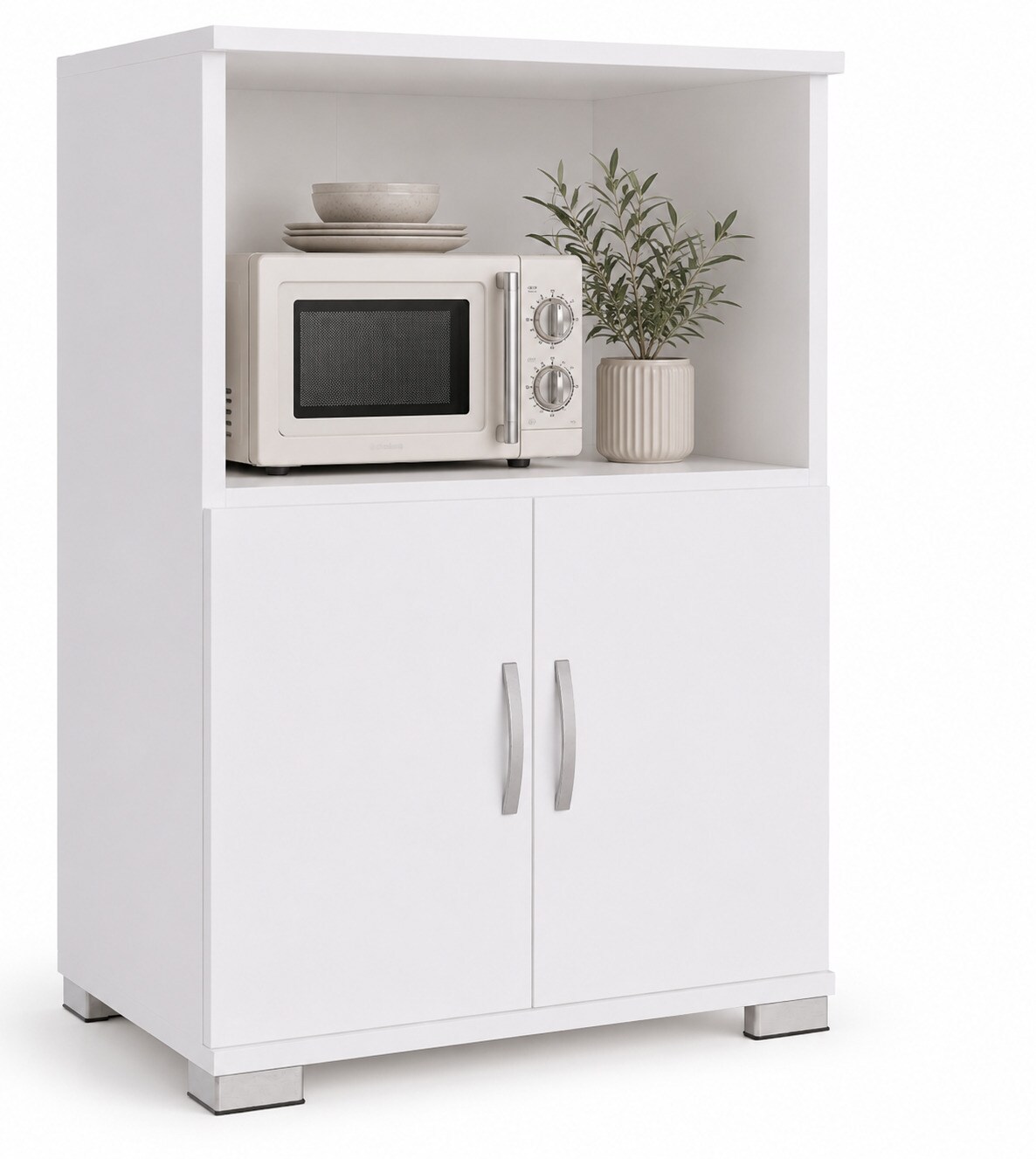 VCM Küchenschrank mit 2 Türen und offenem Fach, 60 x 84 x 45 cm, Mikrowellenschrank und Vorratsschrank - Miwelo