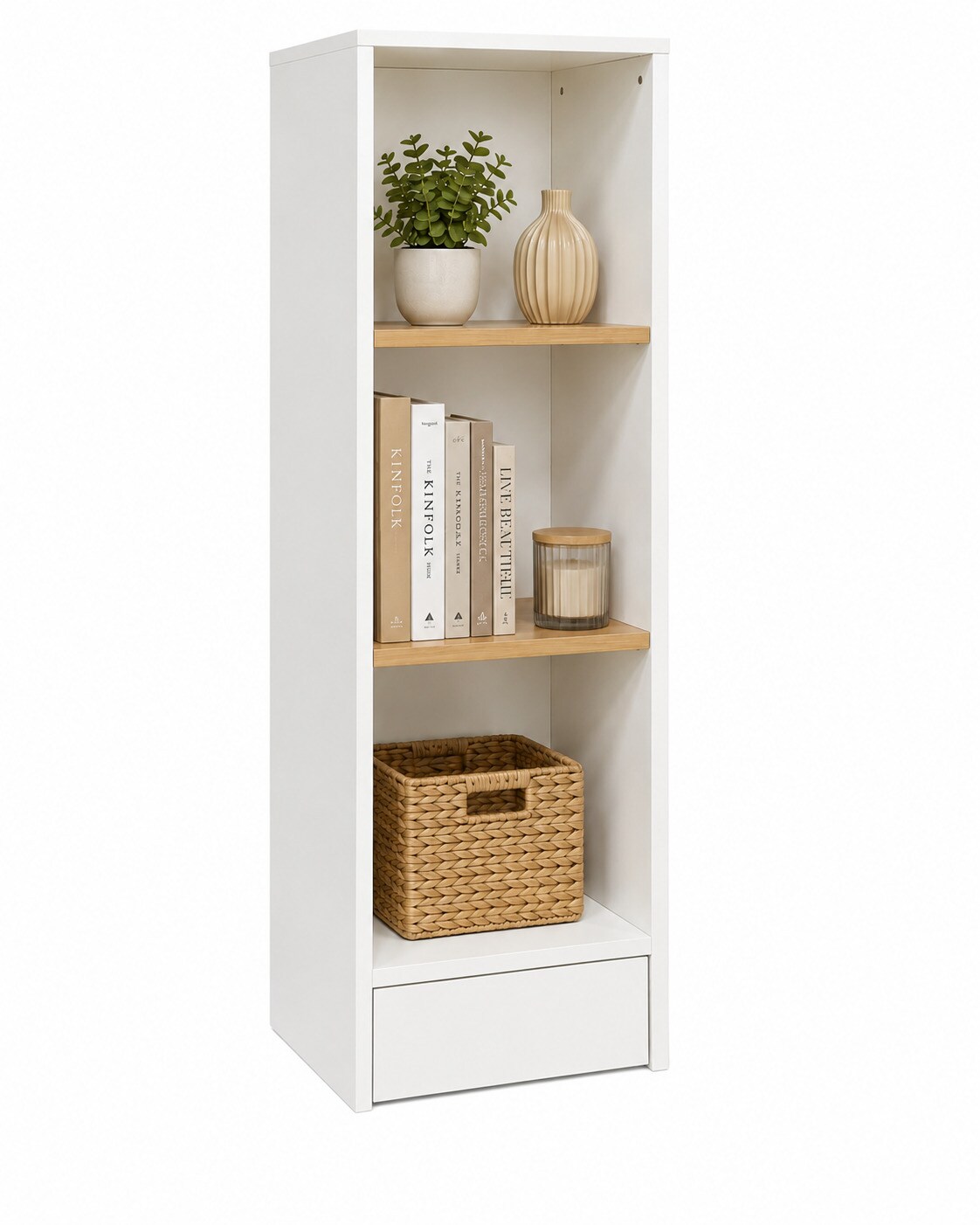 Bücherregal für Aktenordner, Büroregal mit 3 Fächern, H. 114 x B. 38 x 30 cm, Standregal für Büro und Homeoffice - Dilos
