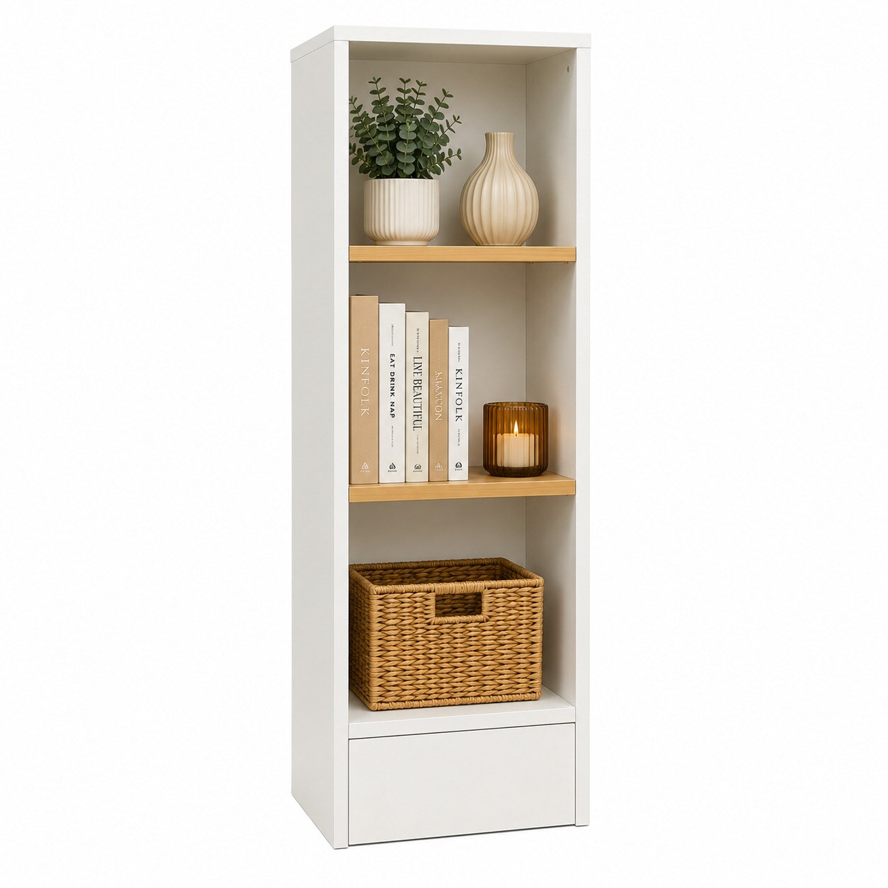 VCM Bücherregal für Aktenordner, Büroregal mit 3 Fächern, H. 114 x B. 52 x 30 cm, Standregal für Büro und Homeoffice - Dilos
