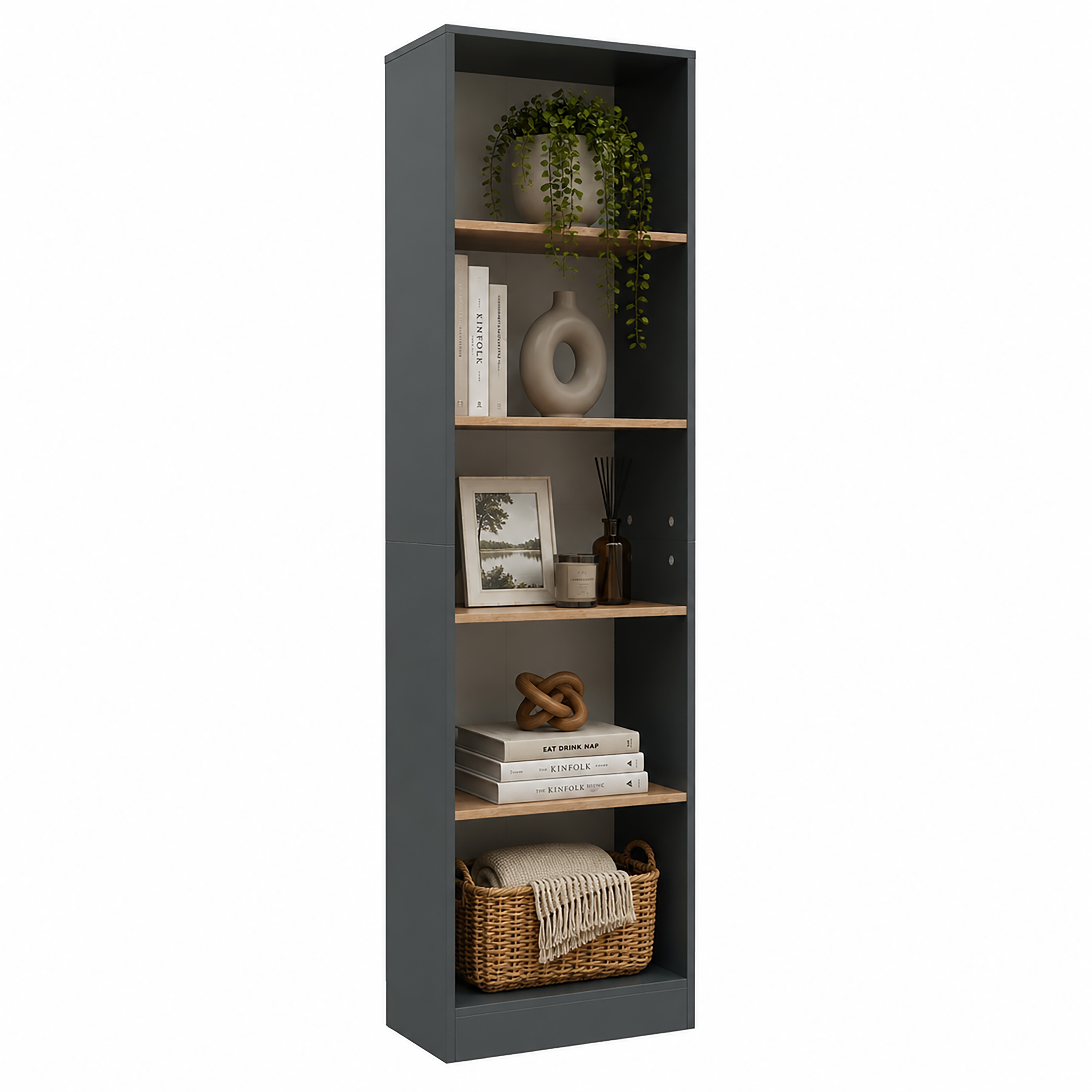 VCM B&uuml;cherregal f&uuml;r Aktenordner, B&uuml;roregal mit 5 F&auml;chern, H. 183 x B. 52 x T. 30 cm, Standregal f&uuml;r Homeoffice und B&uuml;ro - Dilos - Bild 1