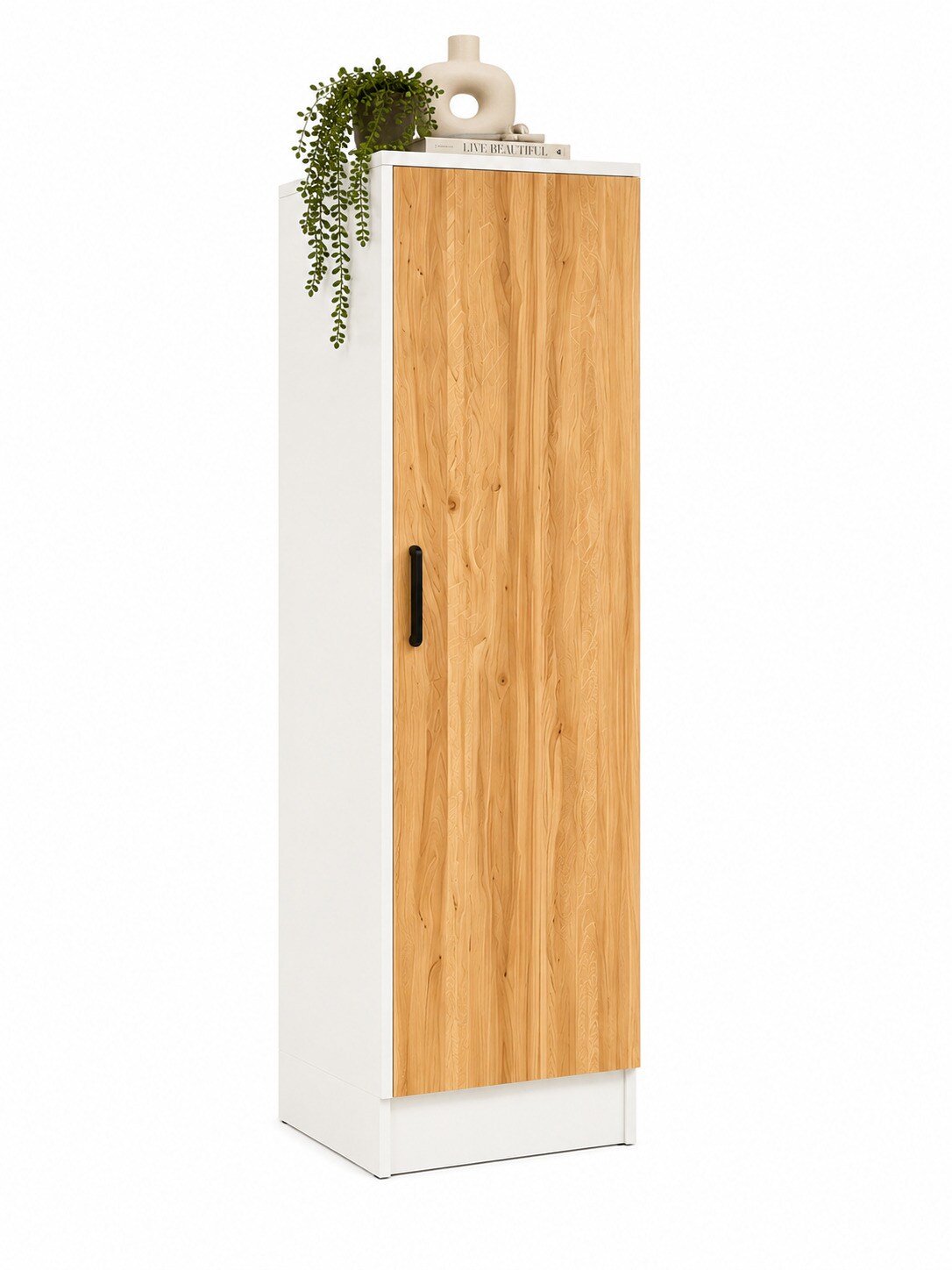 VCM Mehrzweckschrank mit 1 Drehtür, 38 x 114 x 32 cm, Wohnzimmerschrank, Büroschrank und Aufbewahrungsschrank mit 3 Fächer - Dilos