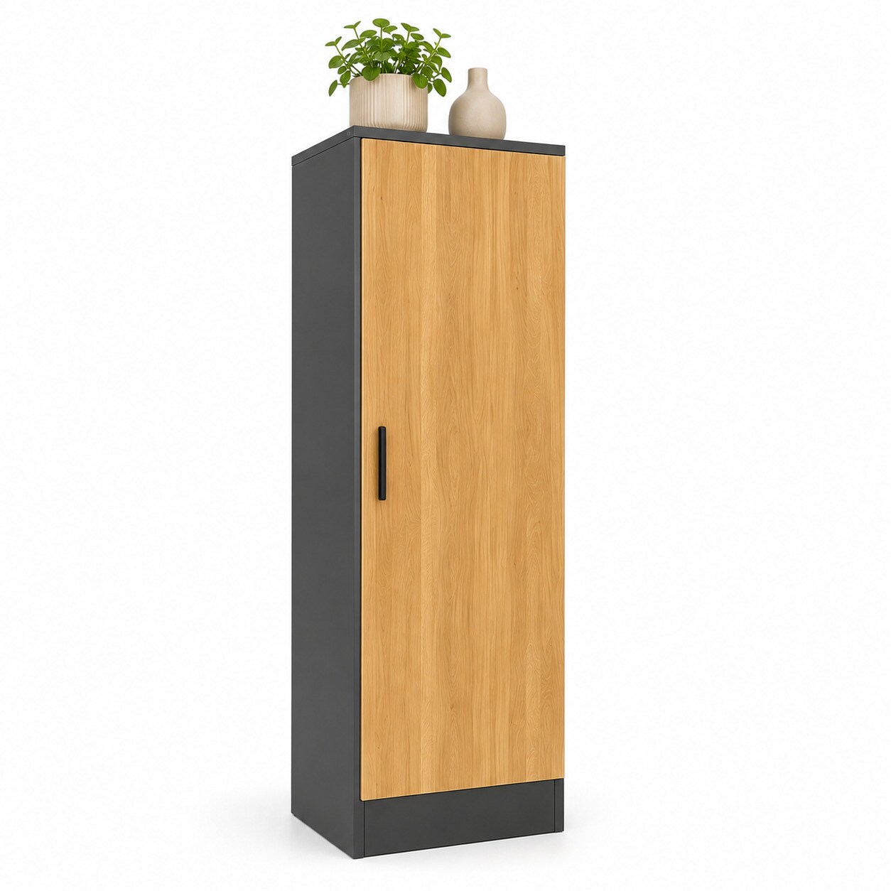 VCM Mehrzweckschrank mit 1 Drehtür, 38 x 114 x 32 cm, Wohnzimmerschrank, Büroschrank und Aufbewahrungsschrank mit 3 Fächer - Dilos