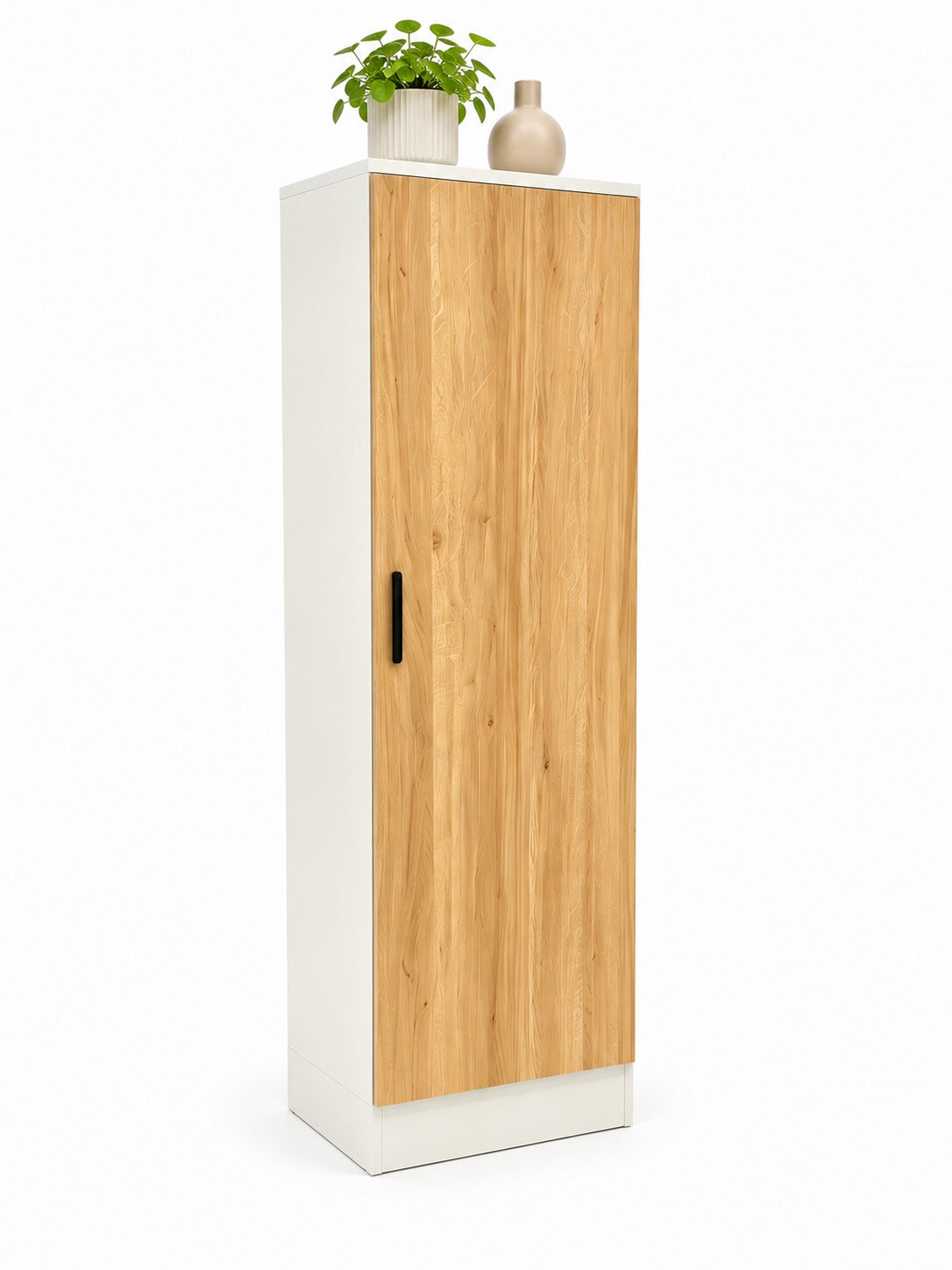 VCM Mehrzweckschrank mit 1 Drehtür, H. 114 x B. 52 x T. 32 cm, Wohnzimmerschrank, Büroschrank und Aufbewahrungsschrank mit 3 Fächer - Dilos