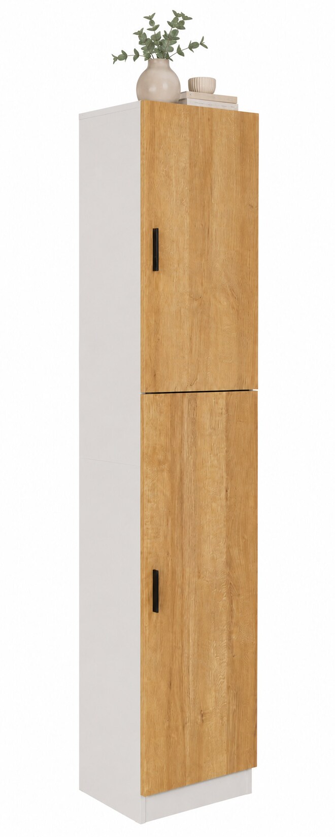 VCM Mehrzweckschrank mit 2 Drehtüren, H. 183 x B. 38 x T. 32 cm, Wohnzimmerschrank, Büroschrank und Aufbewahrungsschrank mit 5 Fächer - Dilos
