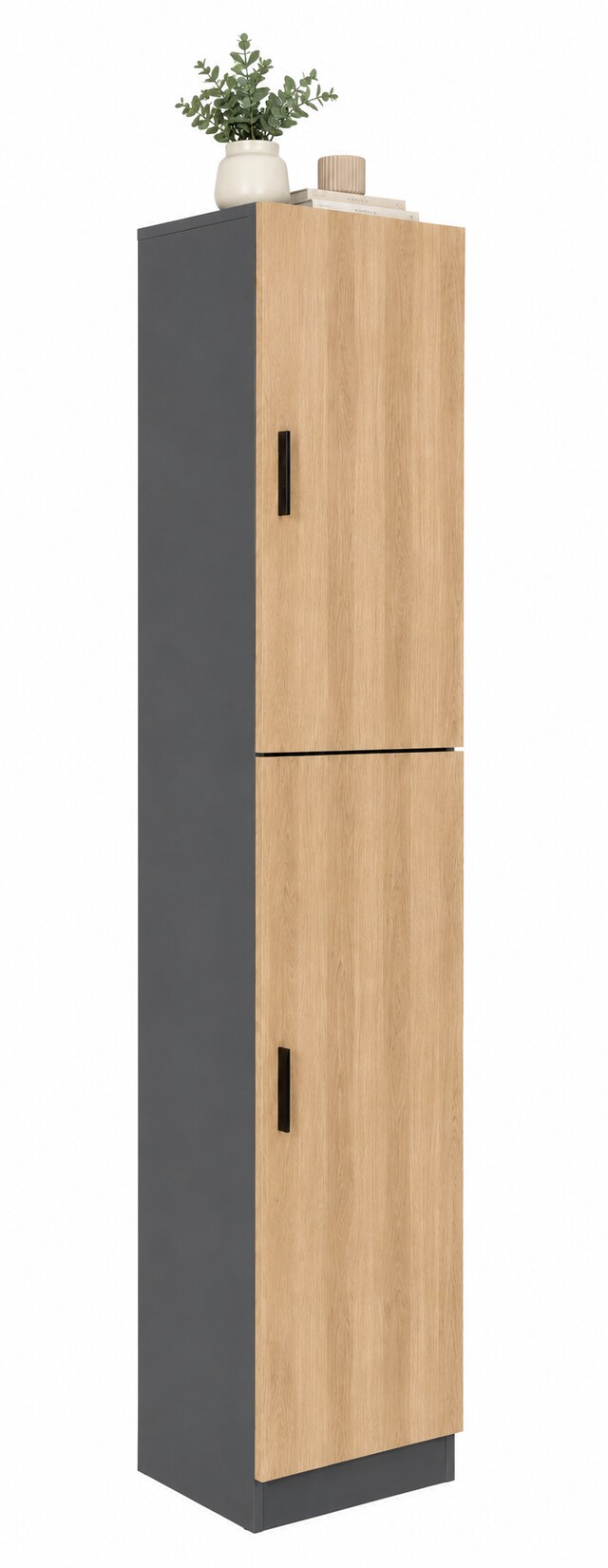 VCM Mehrzweckschrank mit 2 Drehtüren, H. 183 x B. 38 x T. 32 cm, Wohnzimmerschrank, Büroschrank und Aufbewahrungsschrank mit 5 Fächer - Dilos