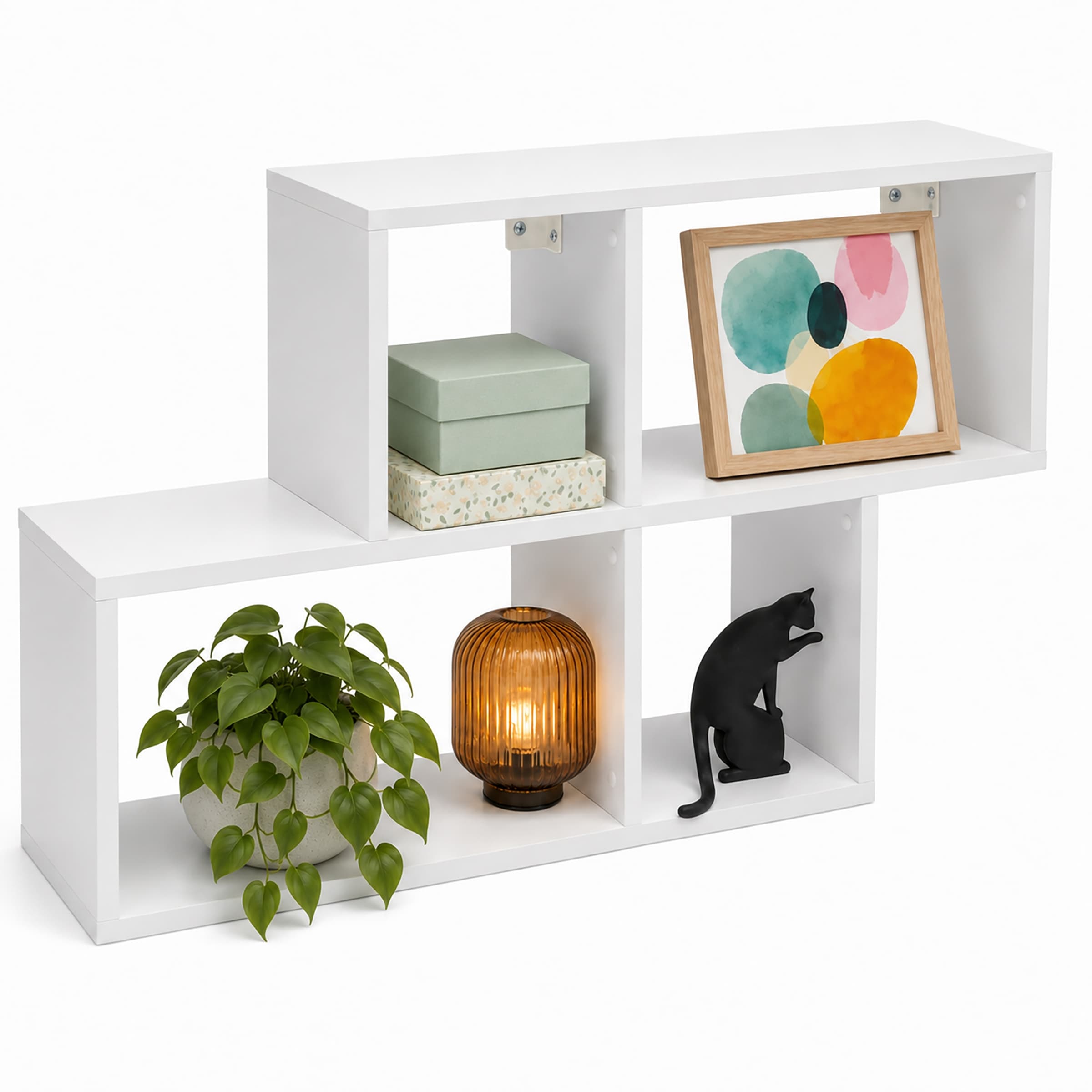 VCM Wandregal mit 5 F&auml;chern, H&auml;ngeregal 100 x 53 x 20 cm, B&uuml;cherregal und Dekoregal f&uuml;r Wohnzimmer, B&uuml;ro und Flur - Lusas - Bild 1