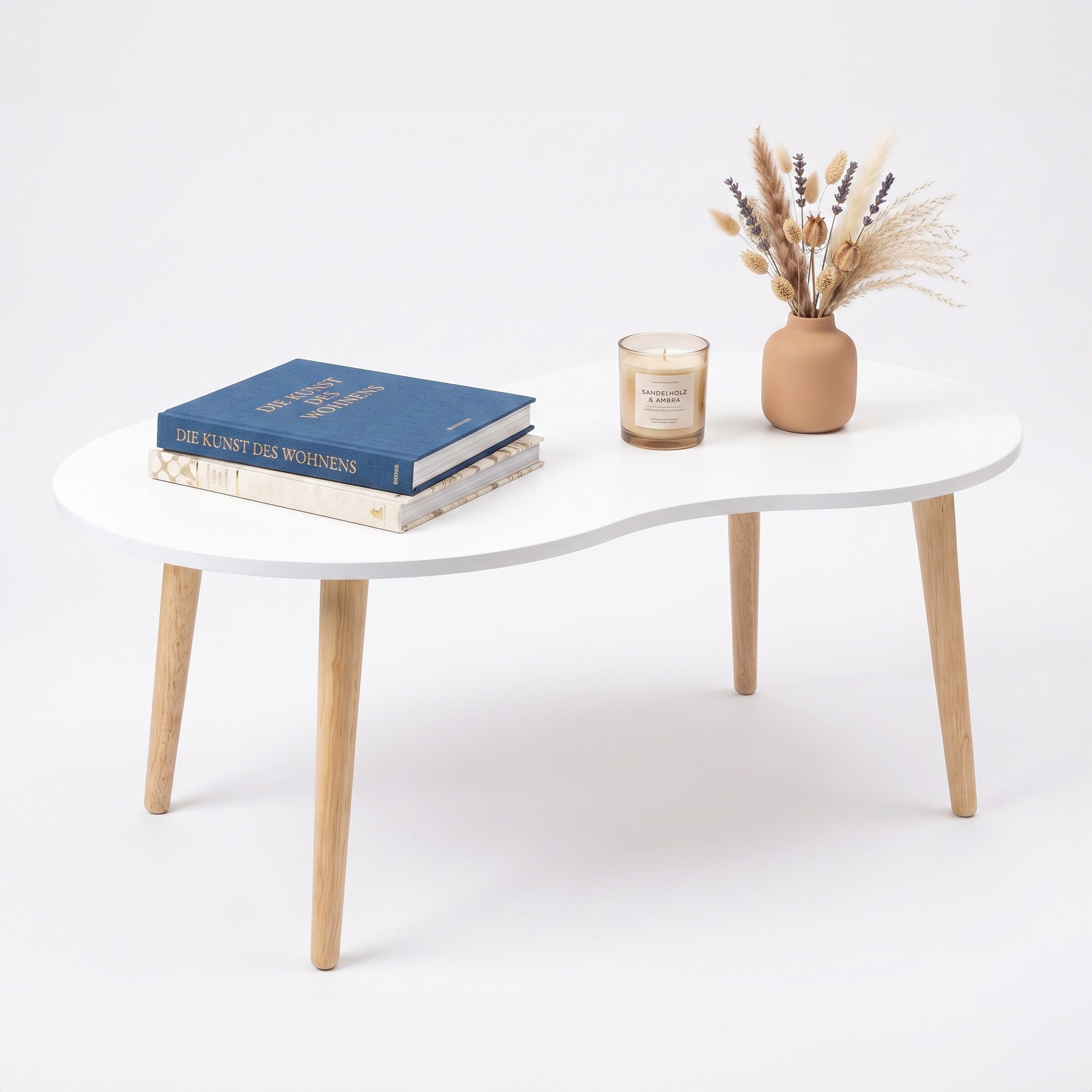 VCM Couchtisch, Beistelltisch im Retro-Design, 90 x 50 cm, Wohnzimmertisch mit organischer Tischplatte - Barilo - Bild 1