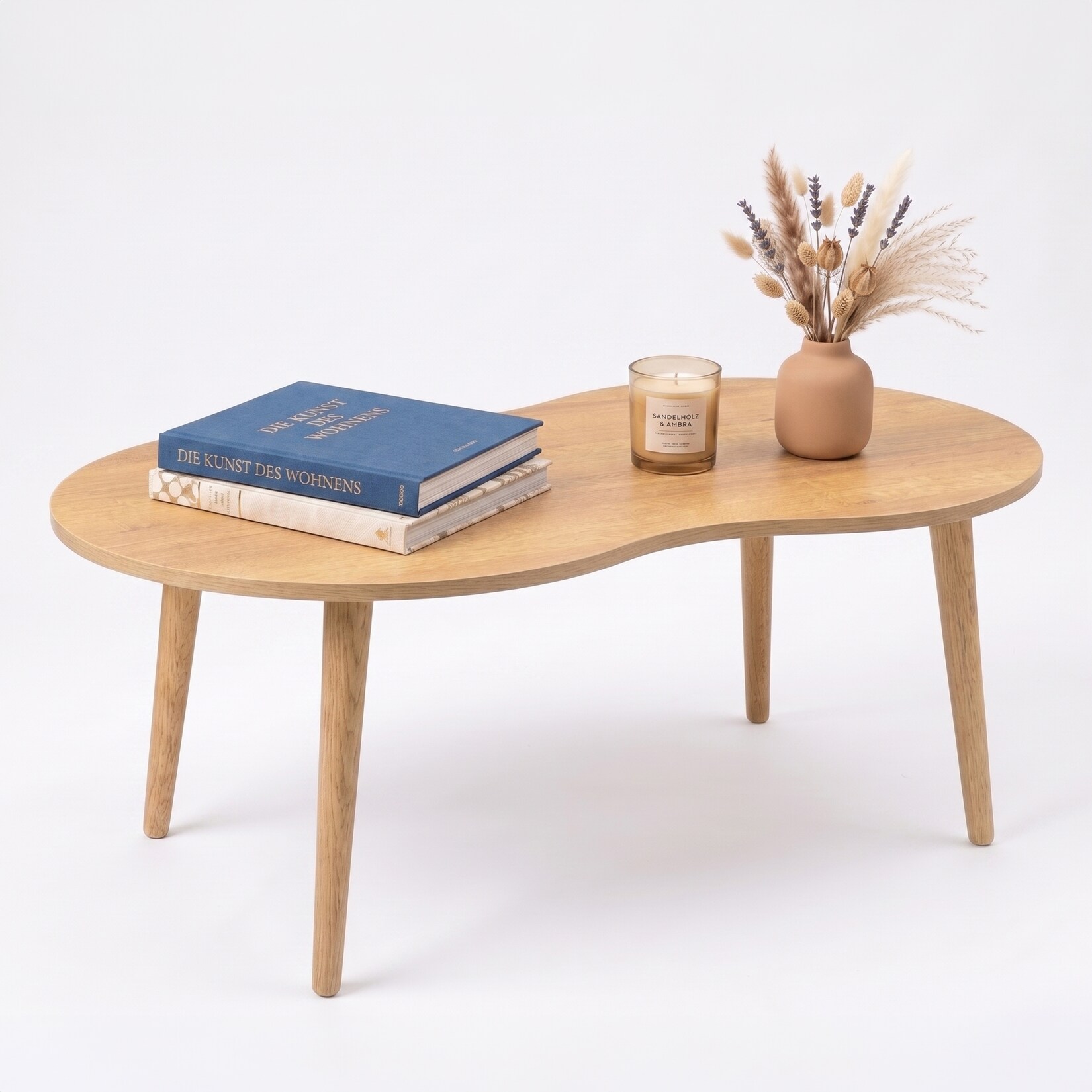 Couchtisch, Beistelltisch im Retro-Design, 90 x 50 cm, Wohnzimmertisch mit organischer Tischplatte - Barilo