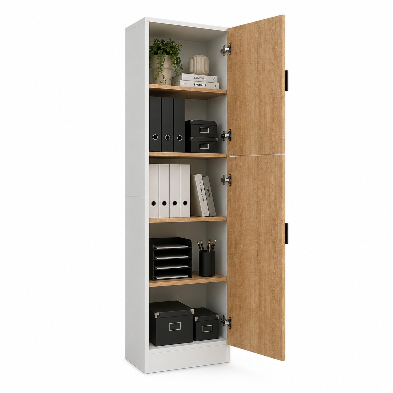 VCM Mehrzweckschrank mit 2 Dreht&uuml;ren, 52 x 183 x 30 cm, Wohnzimmerschrank, B&uuml;roschrank und Aufbewahrungsschrank mit 5 F&auml;cher - Dilos - Bild 1
