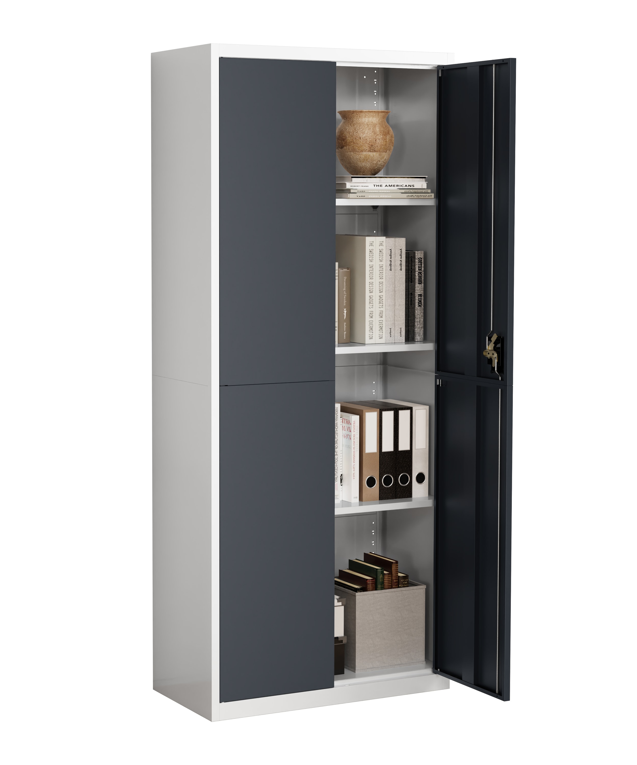 VCM Metall B&uuml;roschrank H. 180 x B. 80 x T. 40 cm / Aktenschrank B&uuml;rom&ouml;bel f&uuml;r Ordner / Stahlschrank abschlie&szlig;bar / Fl&uuml;gelt&uuml;rschrank  Malivo 4 fach mit Dreht&uuml;ren - Bild 1