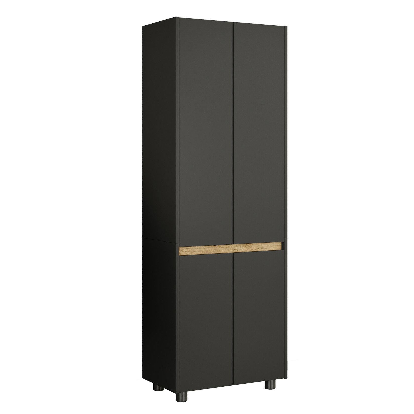 VCM Holz-Badezimmerschrank - Hochschrank mit vier Drehtüren, Maße ca. H. 165 x B. 57 x T. 33 cm, robustes Badmöbel für mehr Stauraum, breite Kommode Cosila