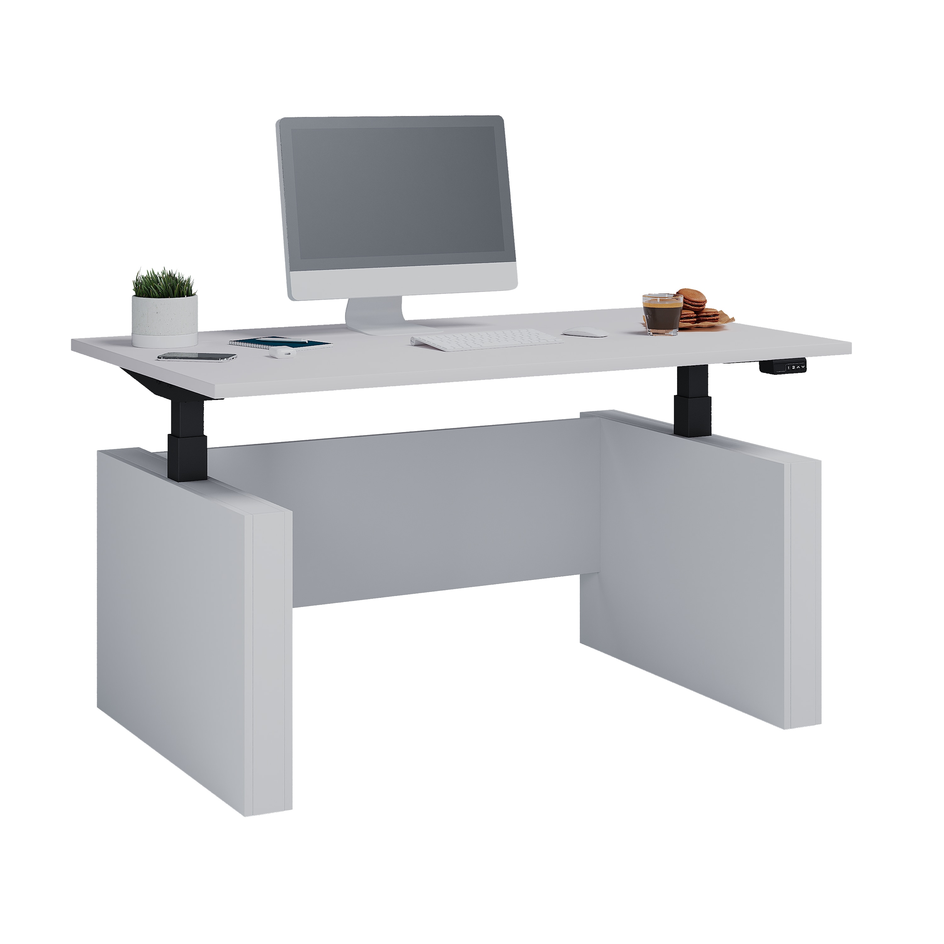 VCM H&ouml;henverstellbarer Schreibtisch, stufenlos 71-120 cm elektrisch h&ouml;henverstellbar, Computerisch Ma&szlig;e 140x80, B&uuml;rotisch Salia - Bild 1