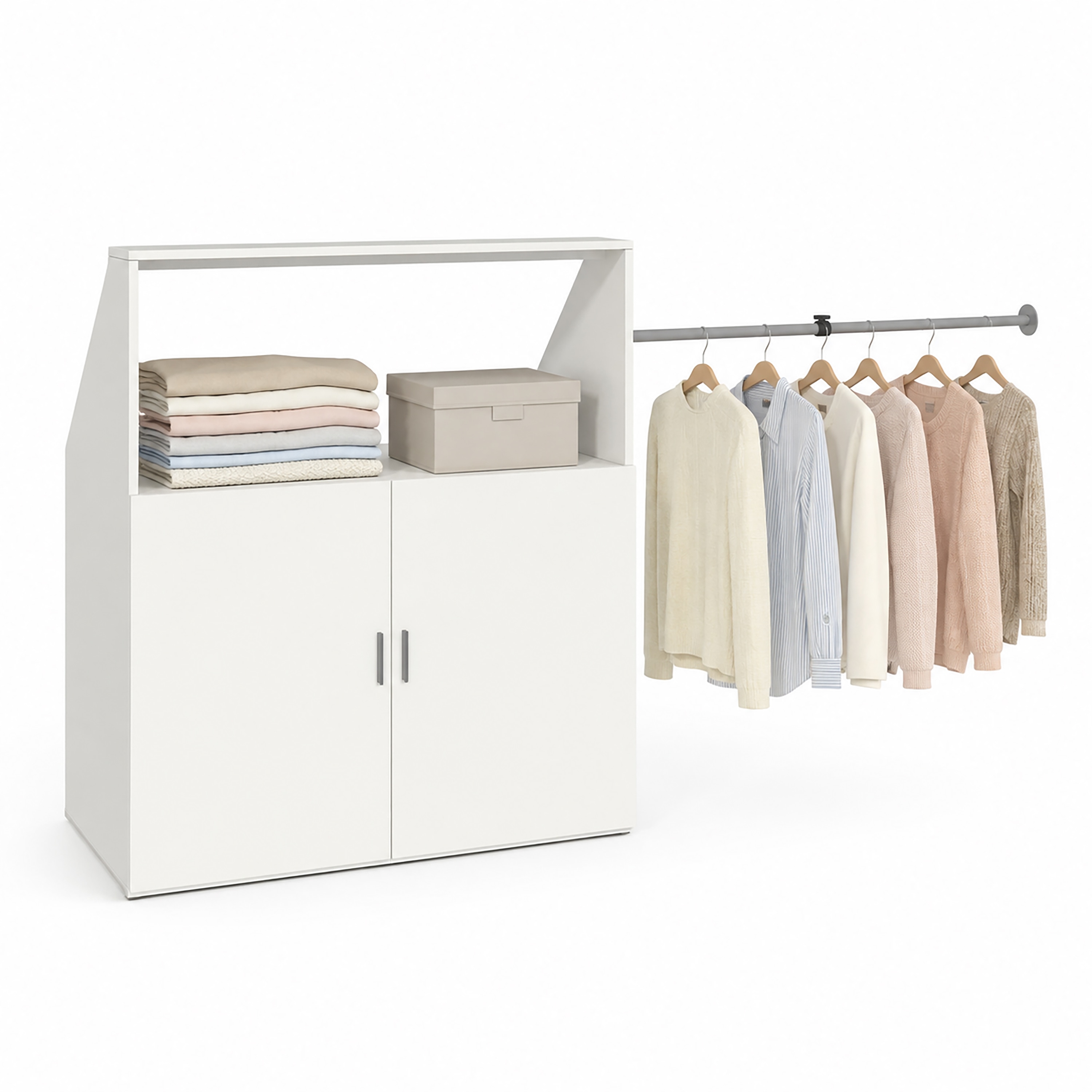 VCM Kleiderschrank f&uuml;r Dachschr&auml;ge mit Kleiderstange & Stauraum Schrank f&uuml;r Schlafzimmer Dachboden - Dacho M - Bild 1