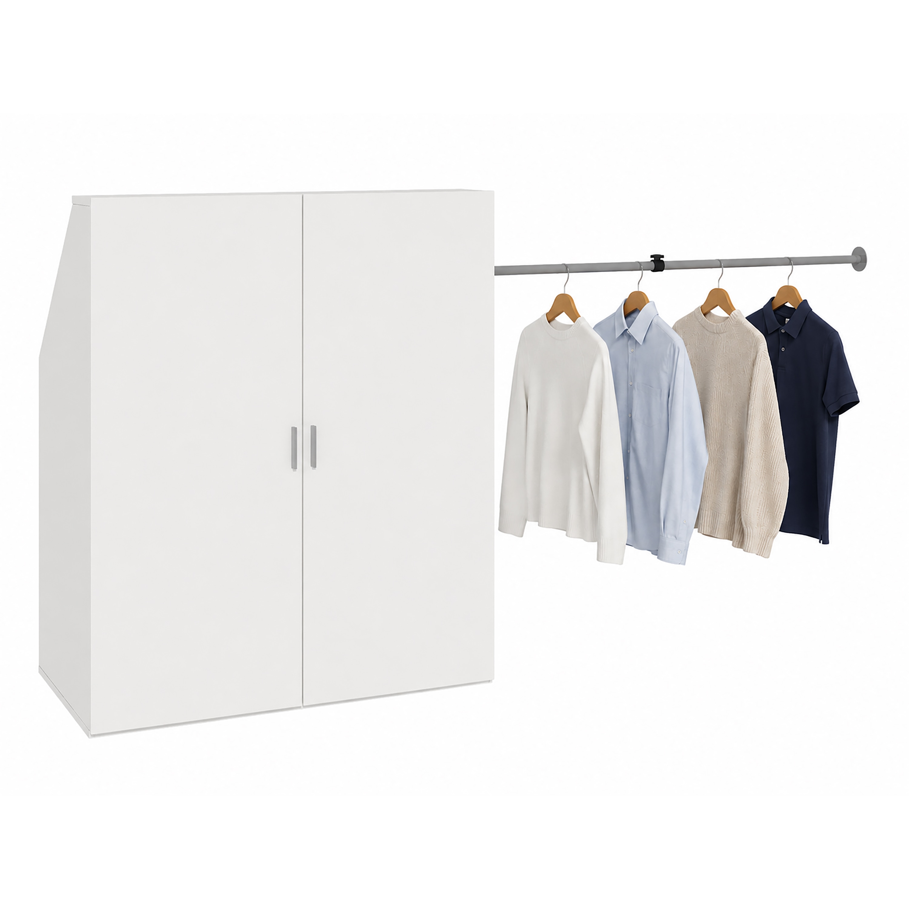 VCM Kleiderschrank f&uuml;r Dachschr&auml;ge mit Kleiderstange & Stauraum Schrank f&uuml;r Schlafzimmer Dachboden - Dacho L - Bild 1