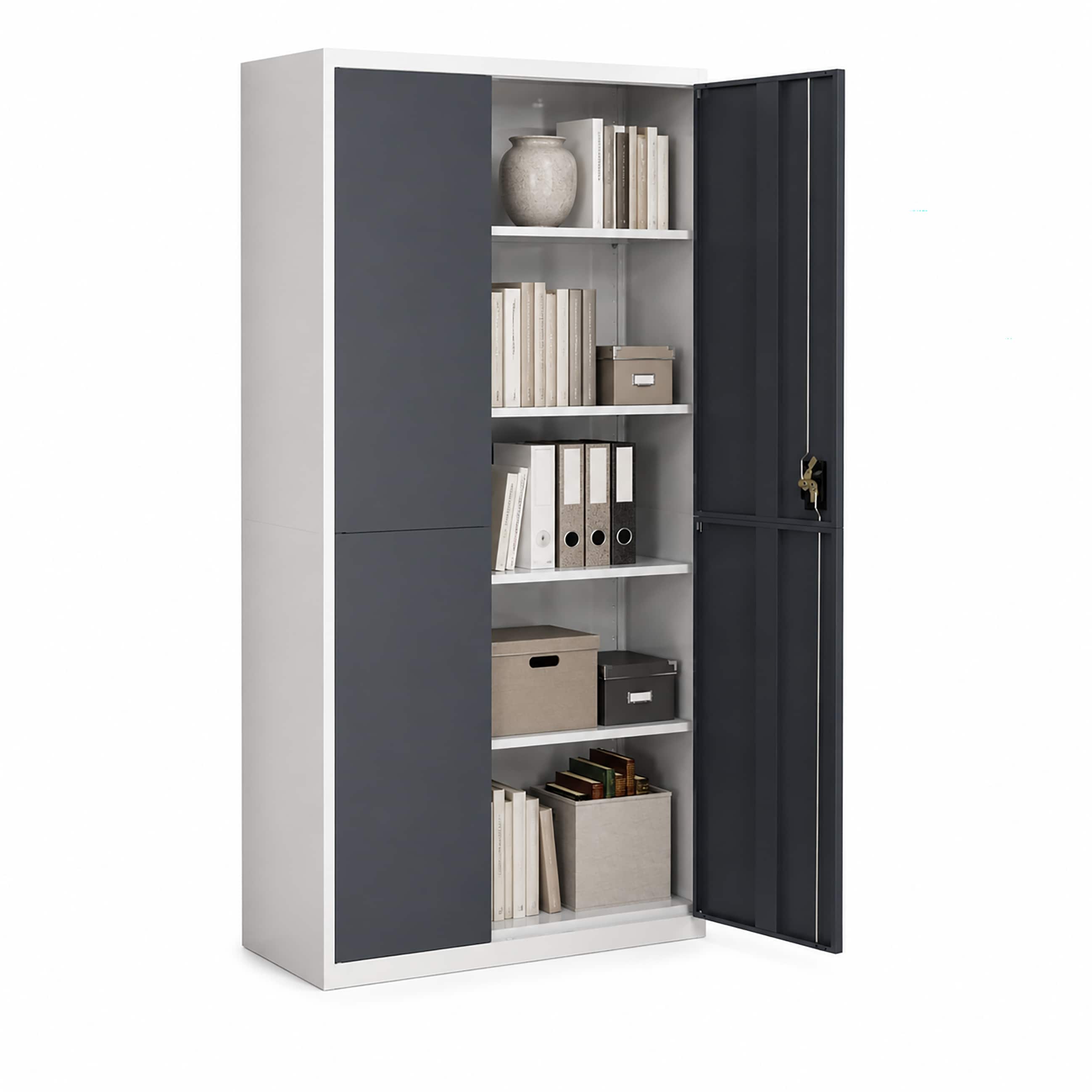 VCM Metallschrank mit 5 F&auml;chern, Stahlschrank abschlie&szlig;bar, 80 x 180 x 40 cm, Aktenschrank und Universalschrank, Malivo - Bild 1