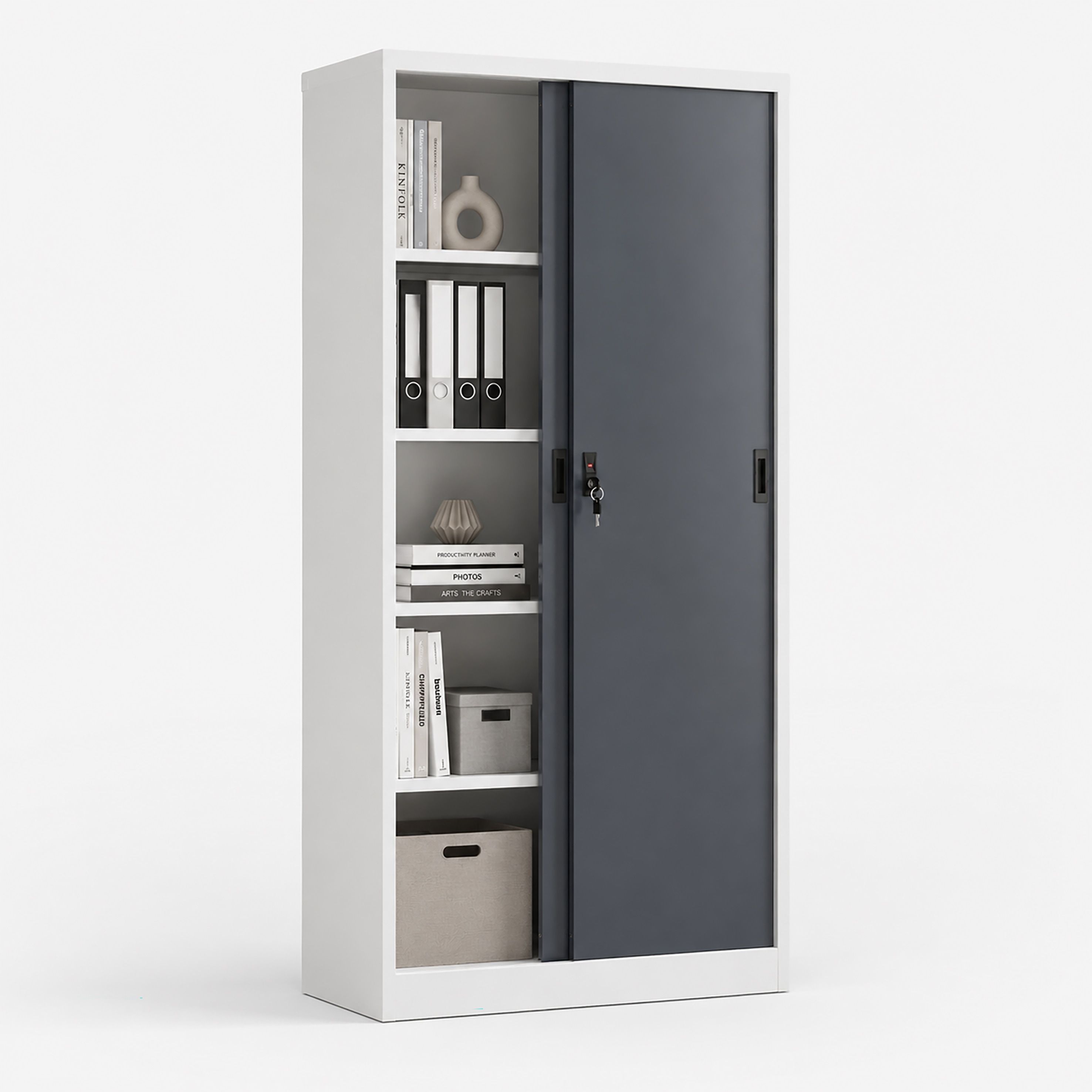 VCM Metallschrank mit 5 F&auml;chern und 2 Schiebet&uuml;ren, Stahlschrank abschlie&szlig;bar, 80 x 180 x 40 cm, Aktenschrank und Universalschrank, Malivo - Bild 1