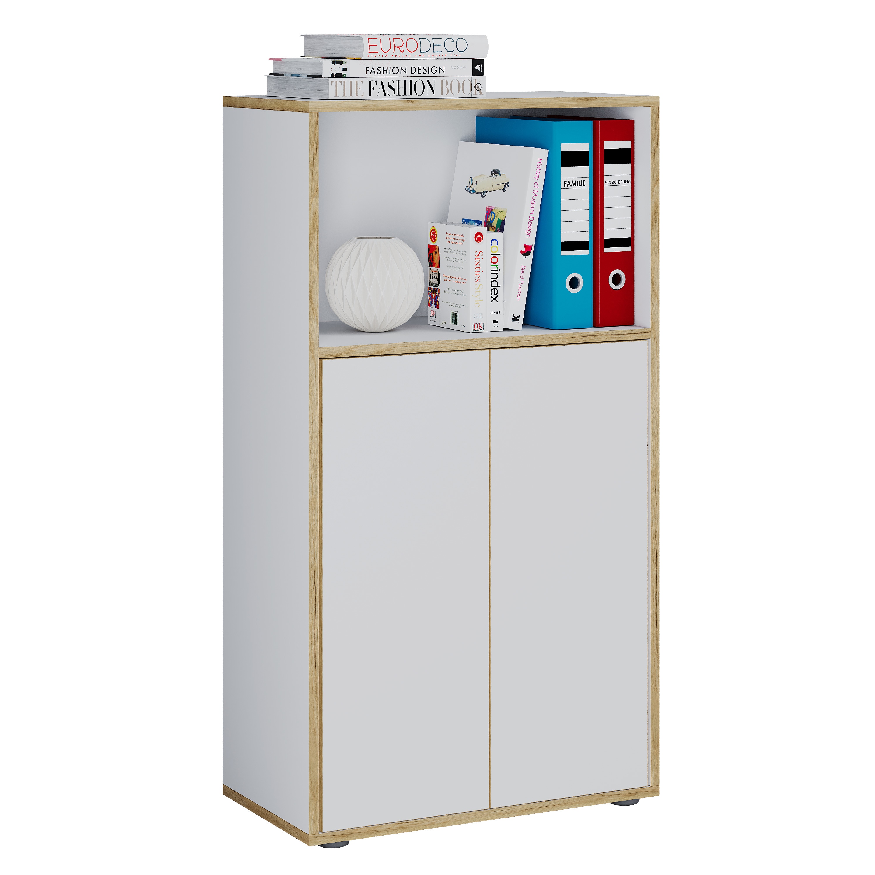 VCM Holz B&uuml;roschrank Ordner Aktenschrank B&uuml;rom&ouml;bel Schrank Salia 3-fach Breite 60 cm Dreht&uuml;ren - Bild 1