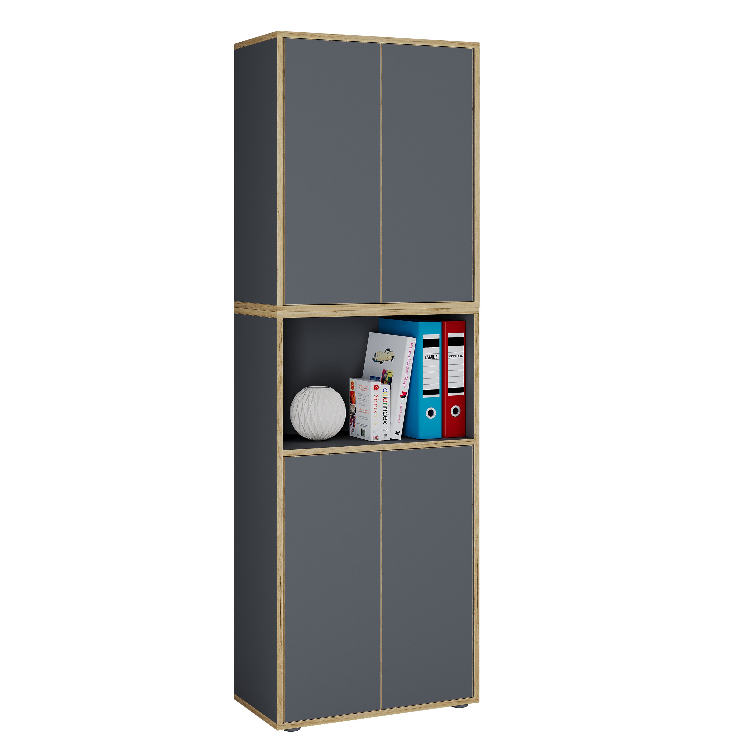 VCM Holz B&uuml;roschrank Ordner Aktenschrank B&uuml;rom&ouml;bel Schrank Salia 5-fach Breite 60 cm Dreht&uuml;ren - Bild 1