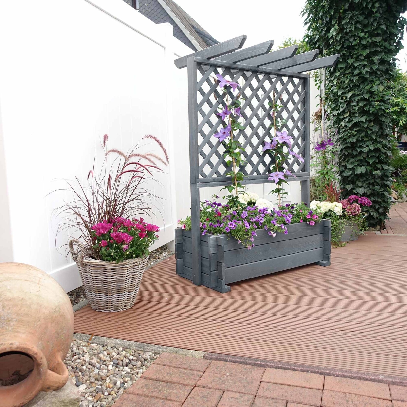 Promadino Rankkasten mit Pergola, grau | 04012379315155