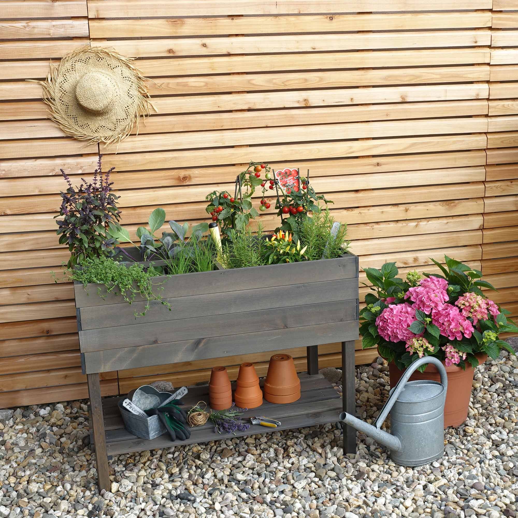 Promadino Balkon-Kr&auml;uterbeet auf Beinen grau - Bild 1